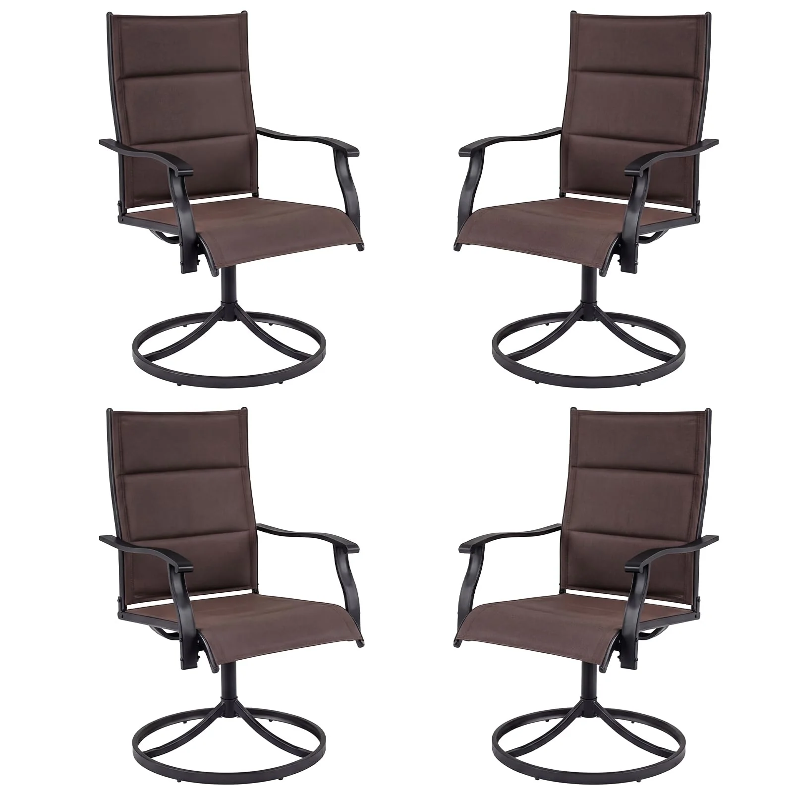 Tangkula Padded Patio Swivel Chairs Set of 4/2 Heavy Duty Metal Frame Rocker Chair