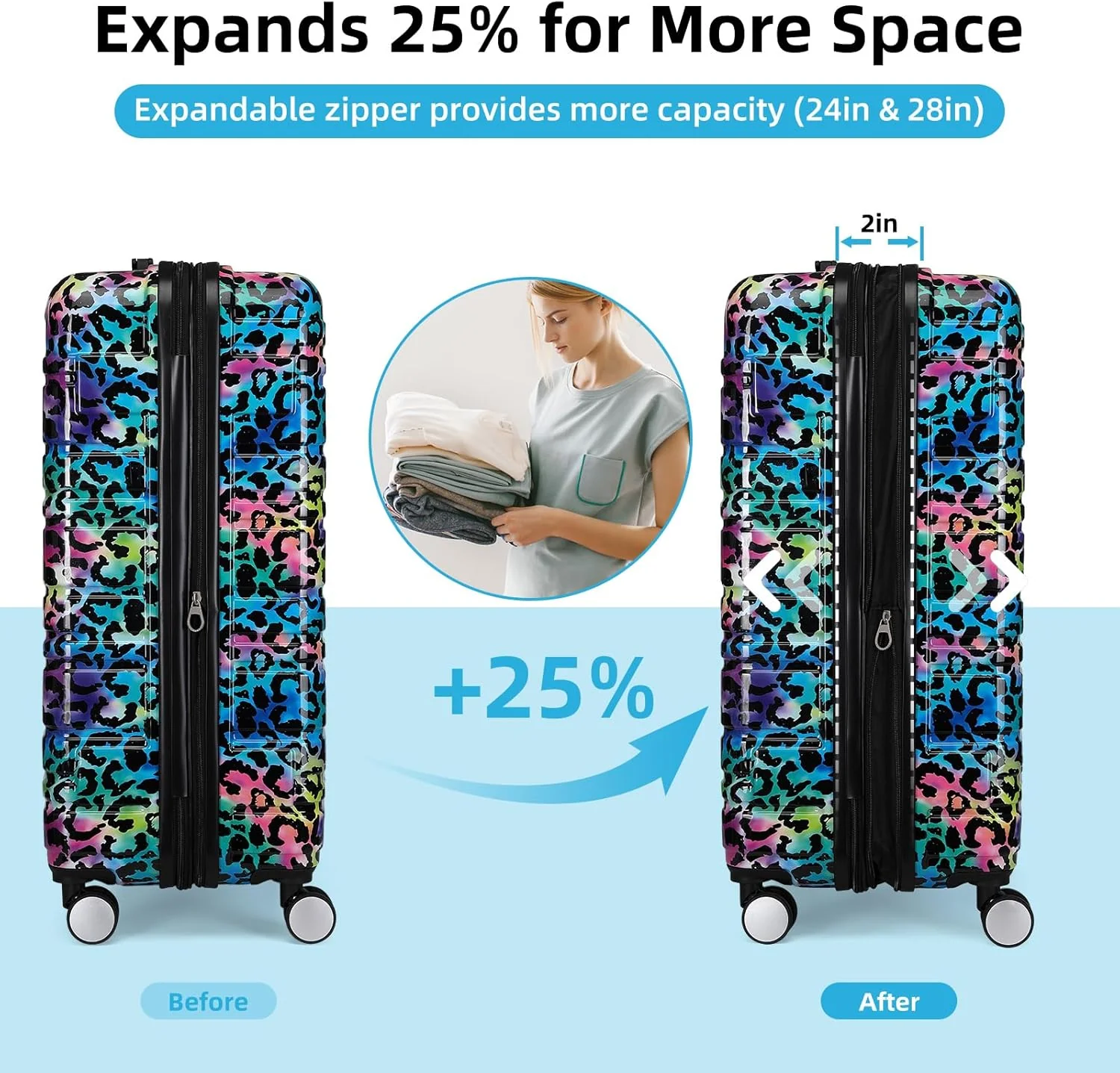 Ensemble de 6 valises, ensemble de valises rigides extensibles avec roulettes multidirectionnelles, ensemble de bagages à roulettes légers