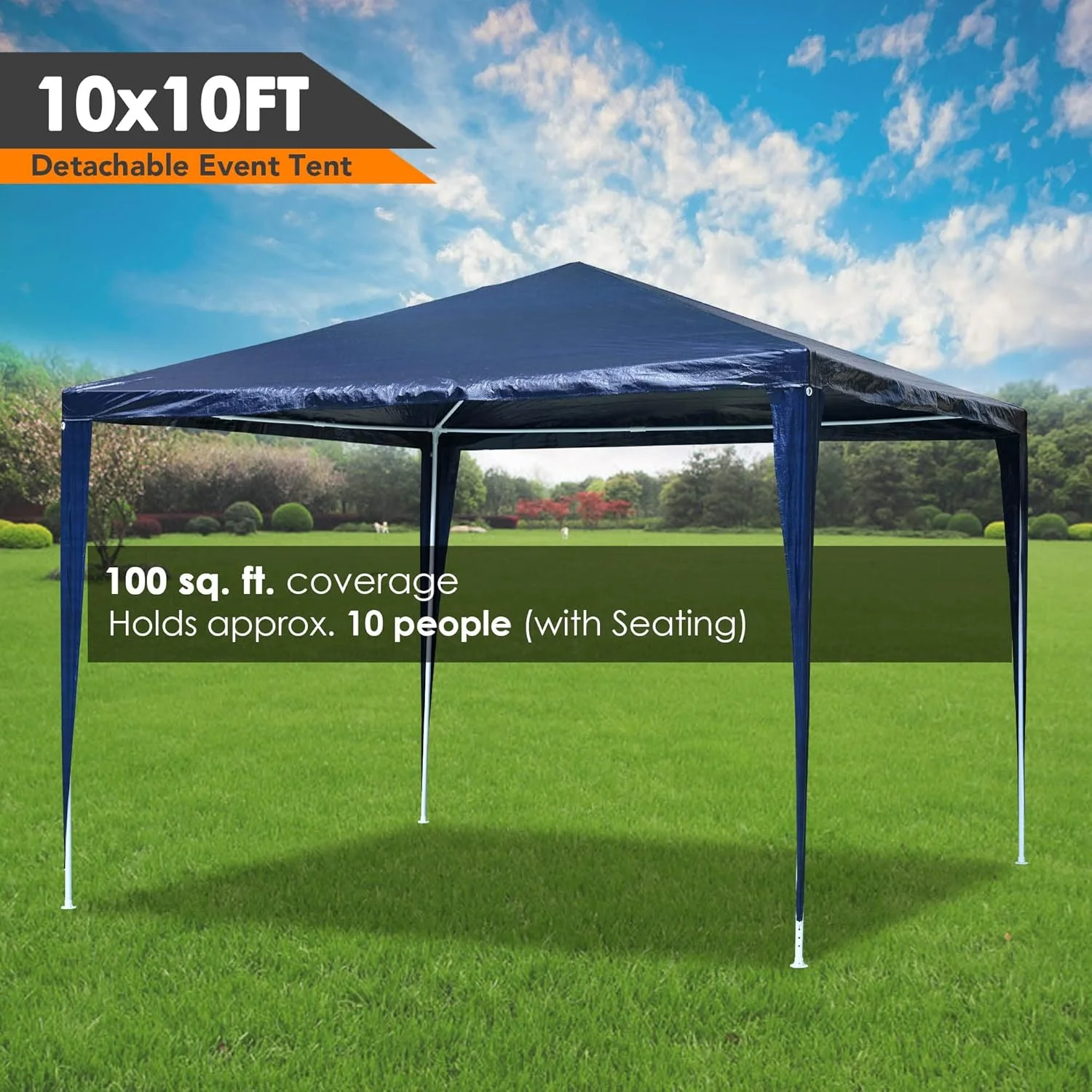 10' x 10' Outdoor Wedding Party Tent 4 Sidewalls, Blue(Blue)