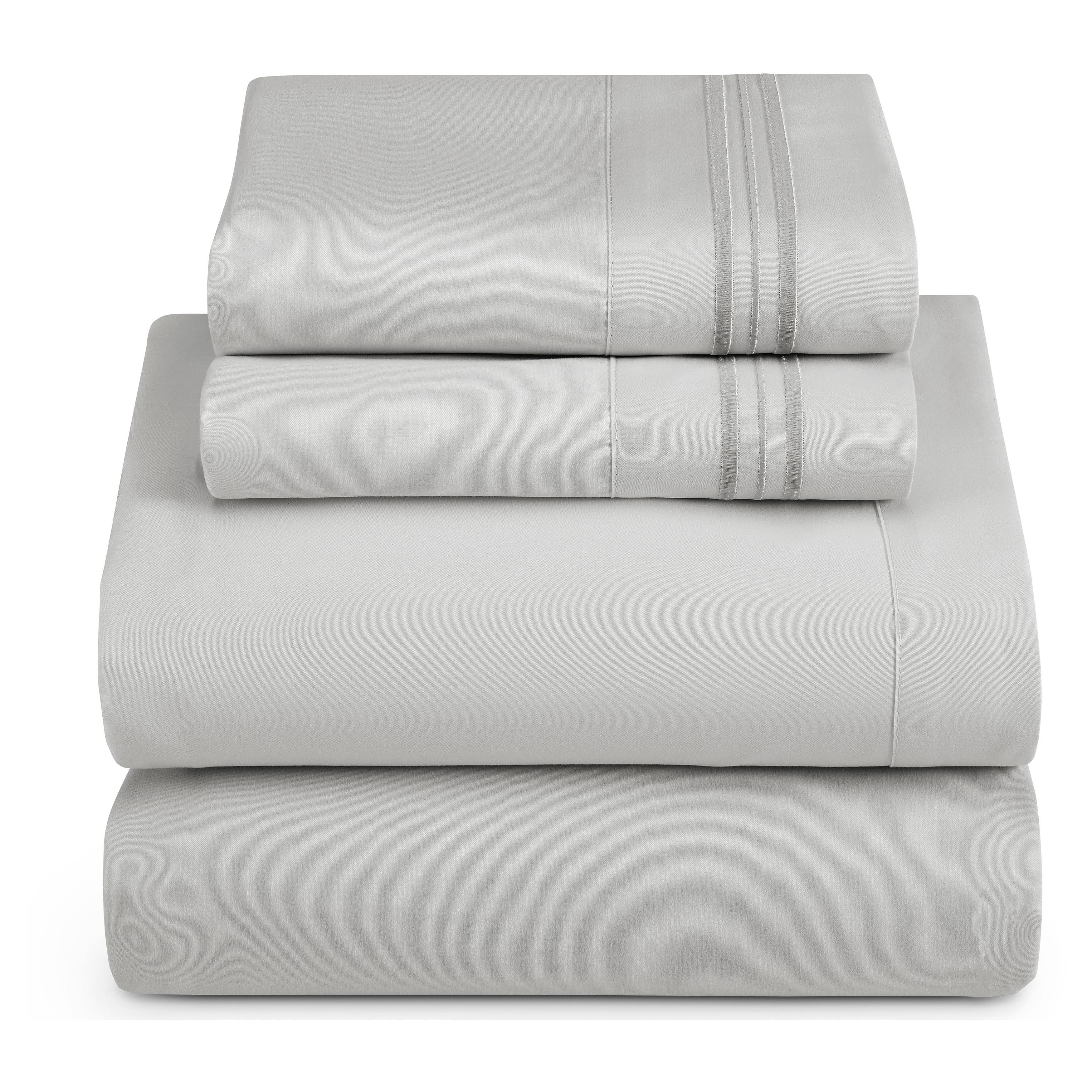 Nestl Bedding Queen 4 Piece Bed Sheet Set Queen Silver Gray Large