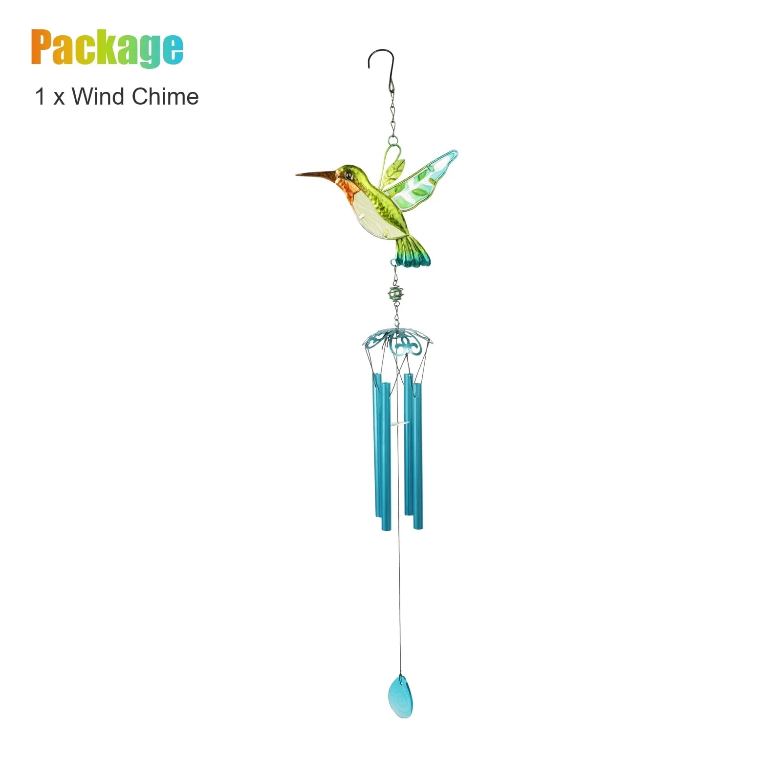 Hummingbird Wind Chimes, EEEkit Hummingbird Metal Tubes Wind Chime Bell Waterproof Wall Hanging Ornament Wind Chimes for Outdoor Indoor Gardening Yard Pathway Decoration Image 9