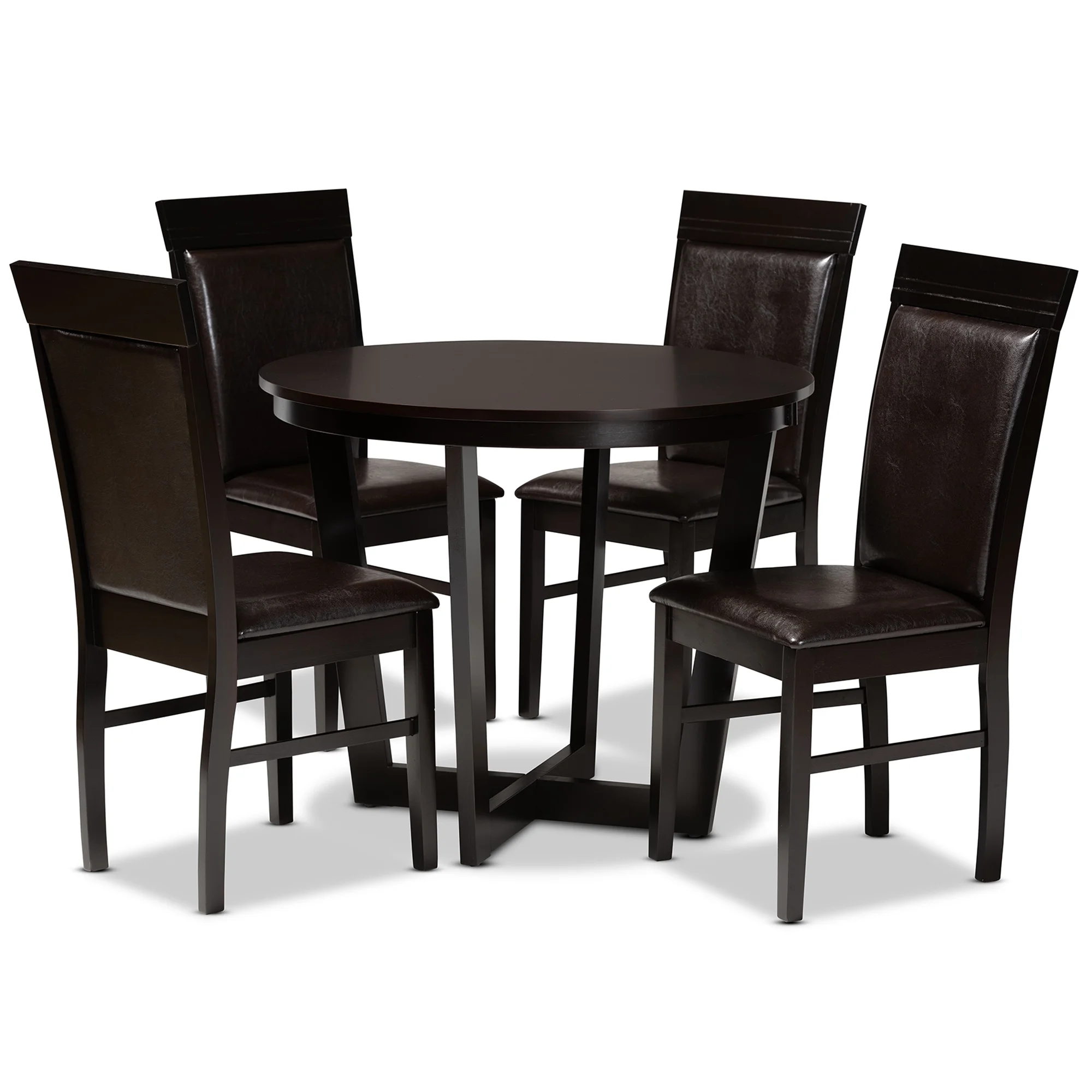 Baxton Studio Lanier Modern and Contemporary Sand Fabric Upholstered Dark Brown Finished 2 - Piece Wood Dining Chair Set