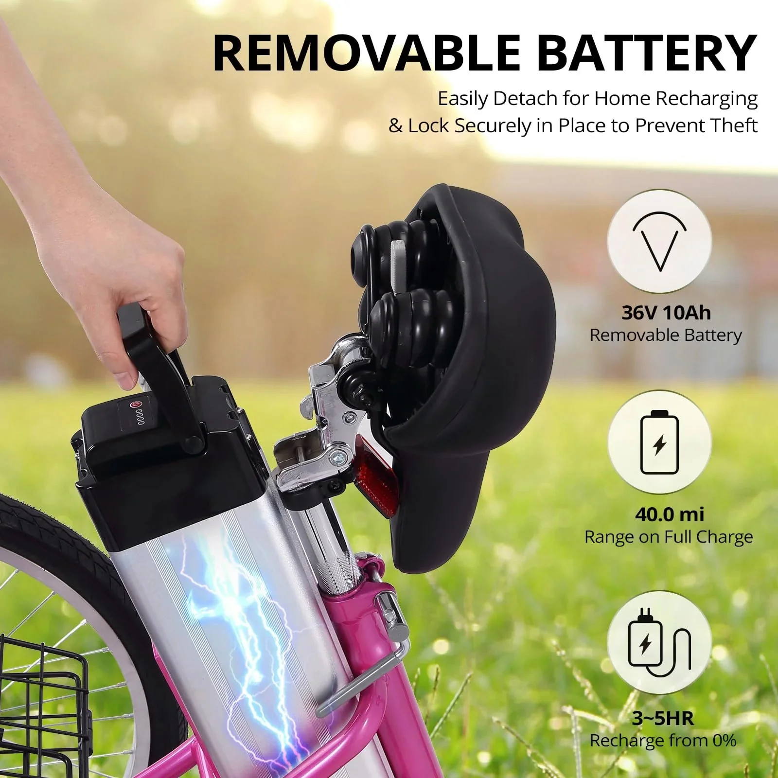 Electric Tricycle for Adults, 7 Speeds Folding Electric Trike, 24 Inch 3 Wheel Motorized Bicycle w/ 36V 10AH Removable Battery, E Trikes…