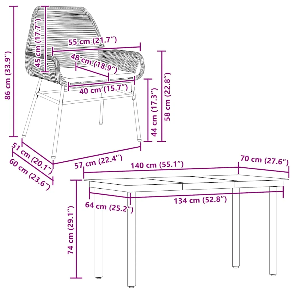 Vidaxl 7 Piece Patio Dining Set with Cushions Black Poly Rattan Glass