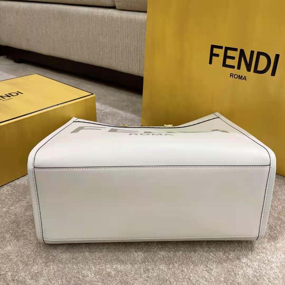 Fd Women Sunshine Medium Leather Shopper-White