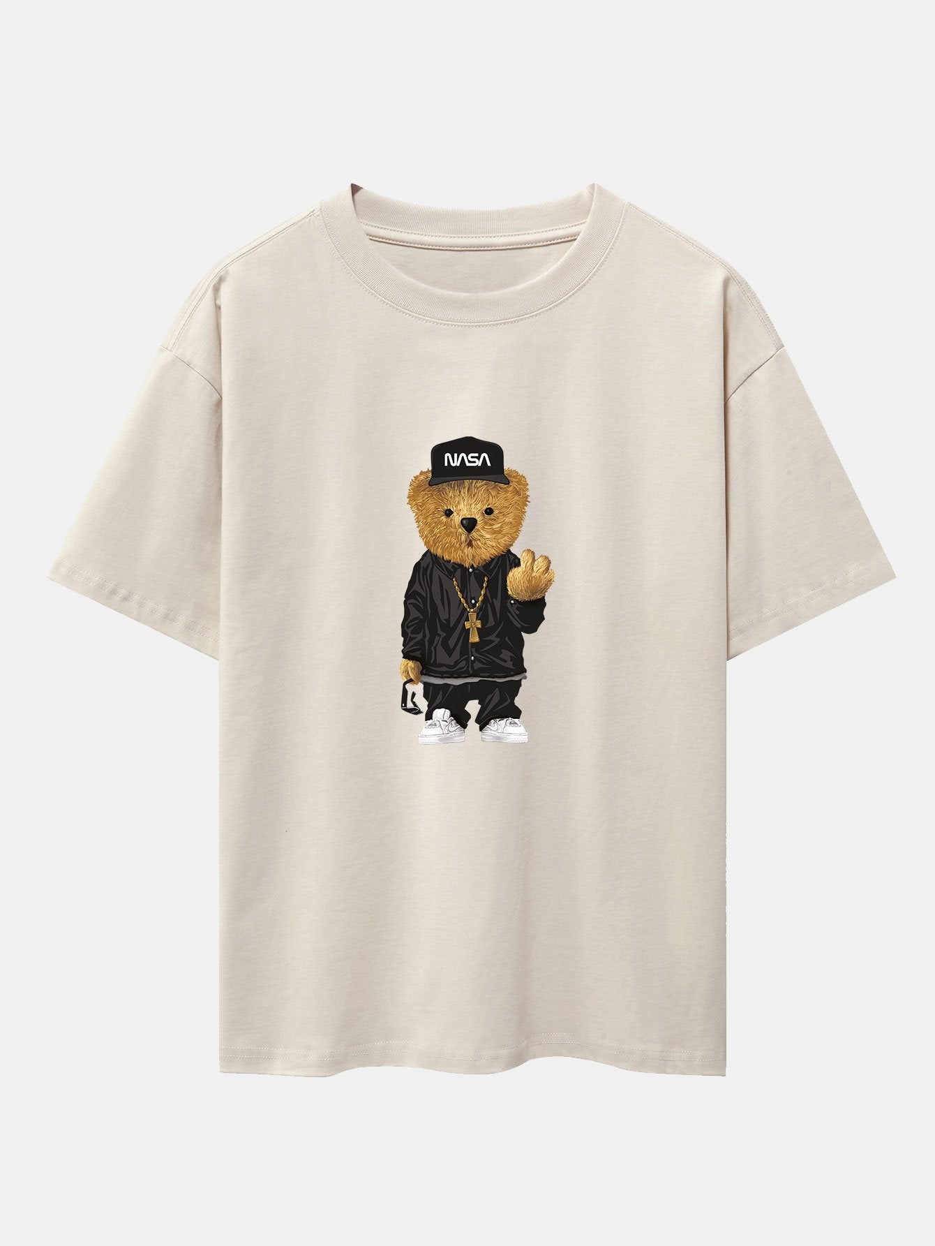T-shirt oversize épais à imprimé ours hip-hop