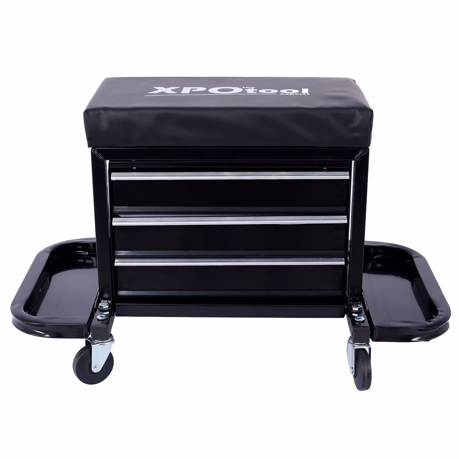 350-Pound Capacity Garage Glider Rolling Tool Chest Seat��Mechanics Roller Seat with 3 Drawers, Rolling Tool Chest Garage Chair, Toolbox on Wheels Mechanics Seat