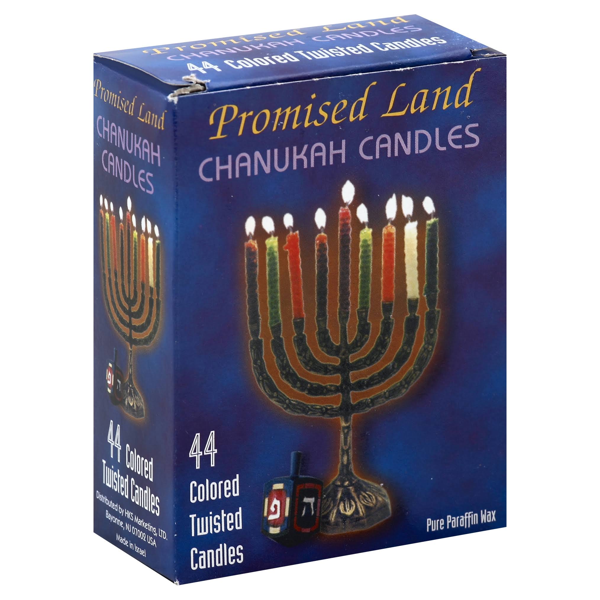 Promised Land Chanukah Candles, Twisted, Colored - 44 candles