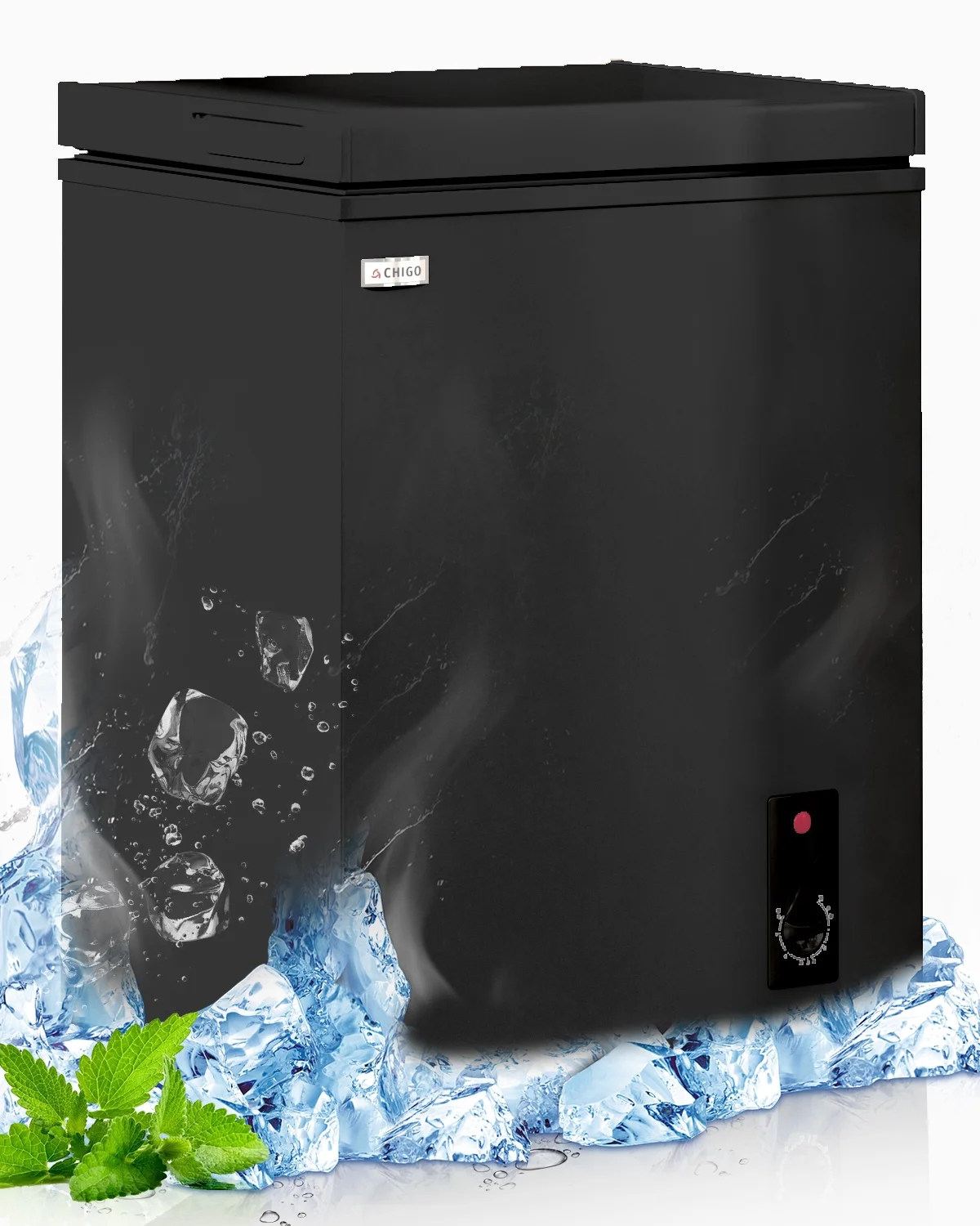 TABU Chest Freezer, 3.5 cu ft Deep Freezer, Garage Ready, Adjustable Temperature, Black