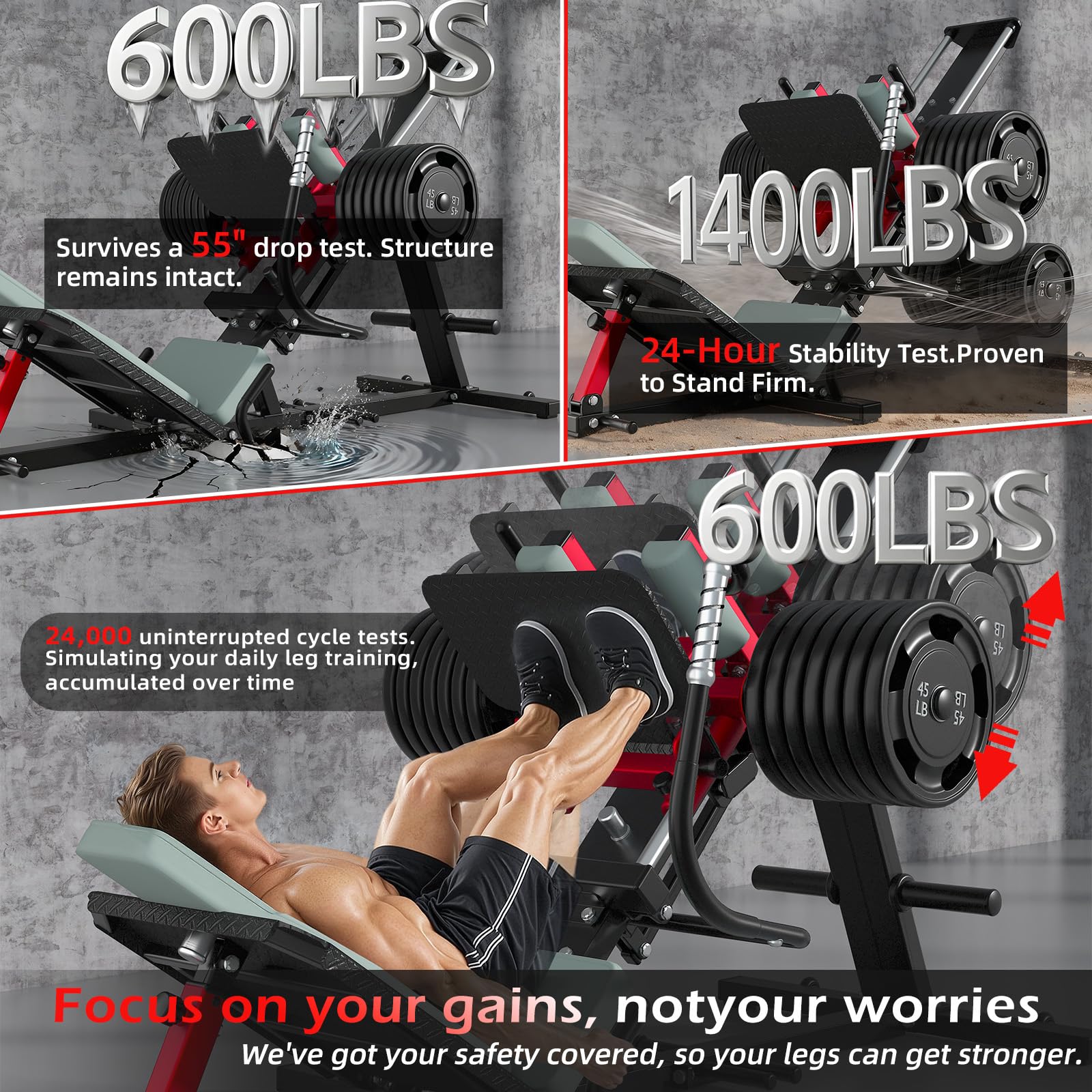 AECOJOY Hack Squat Leg Press Machine, 2 in 1 Adjustable Leg Exercise Workout Machine