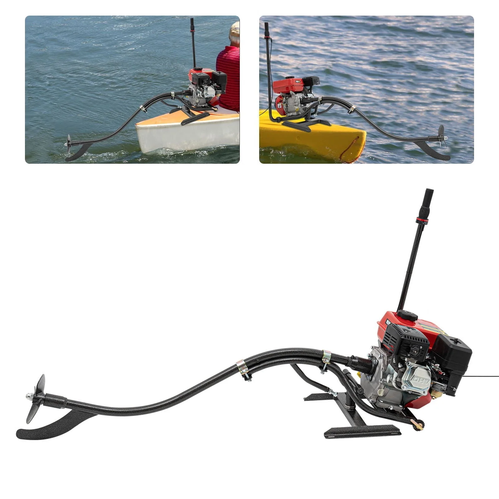 Wuzstar 7.5HP Outboard Motor Fishing Boat Engine with Wind Cooling System and 180 - Degree Steering Function for Wooden Boats Bamboo Rafts