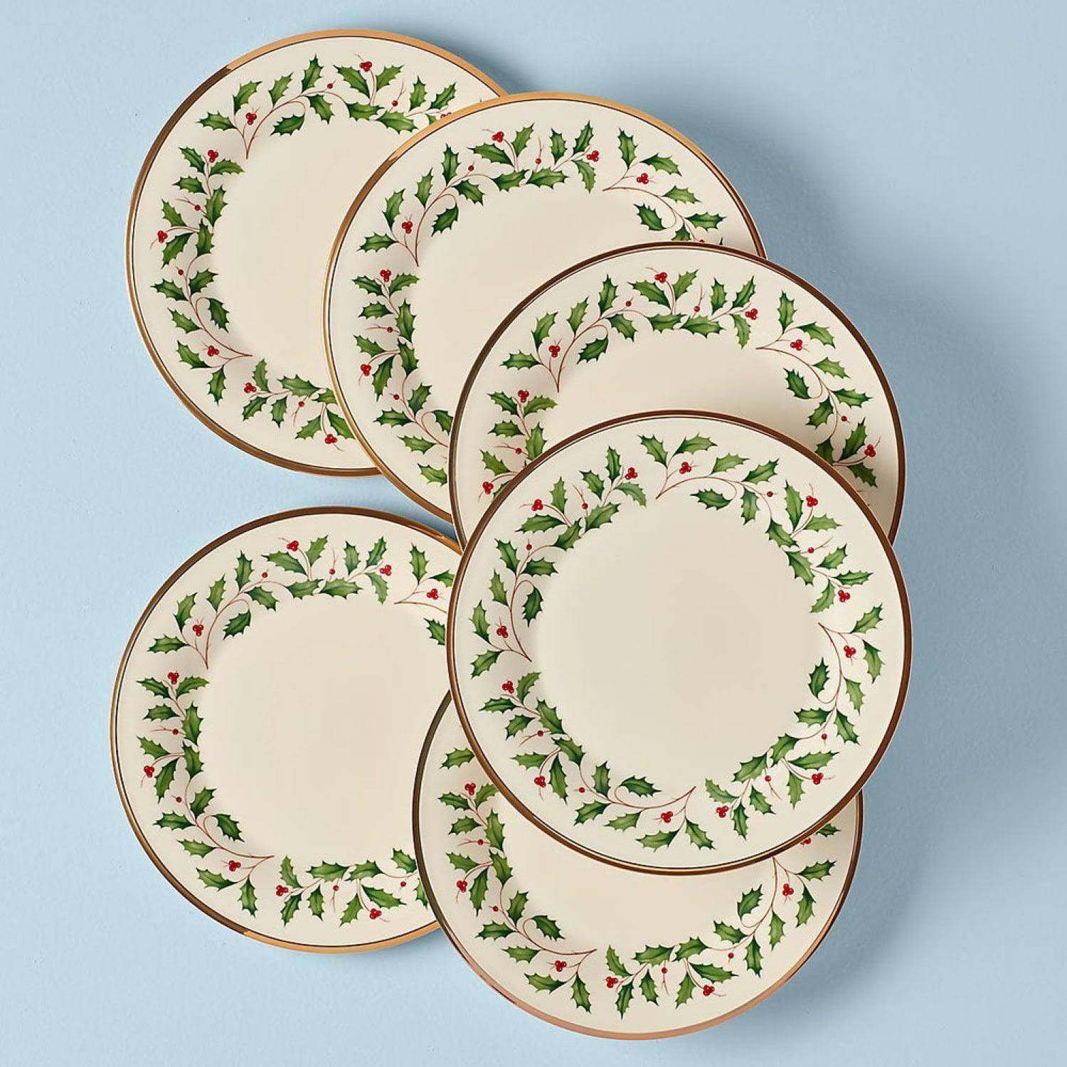 Lenox Holiday Bone China Dinner Plate with Gold Rim, Ivory - 6 count