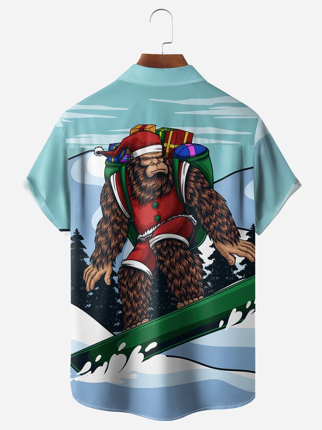 Chemise décontractée à manches courtes et poche poitrine Bigfoot pour Noël