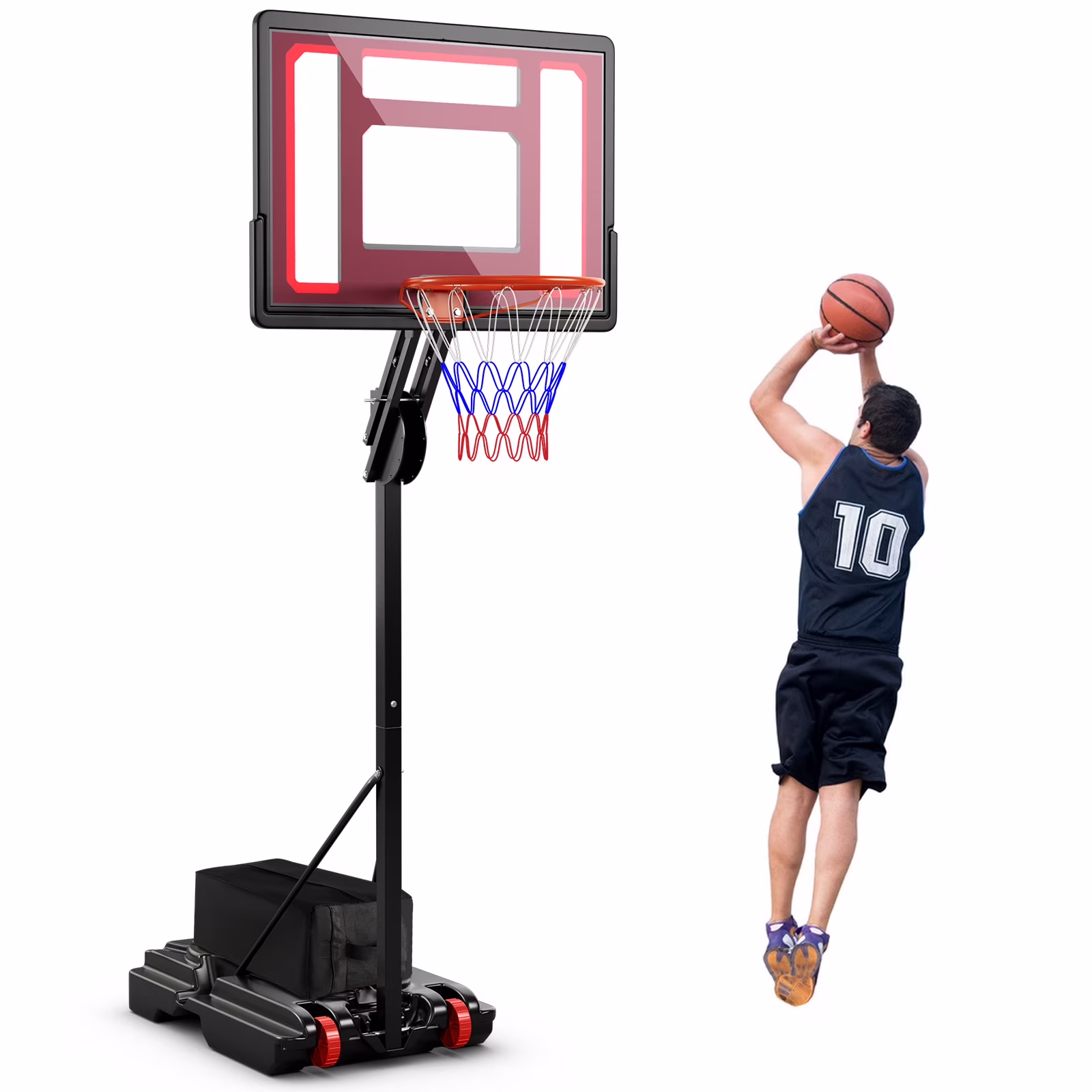 Infans Portable Basketball Hoop System 5 - 10 FT Adjustable W/Weight Bag Wheels Outdoor