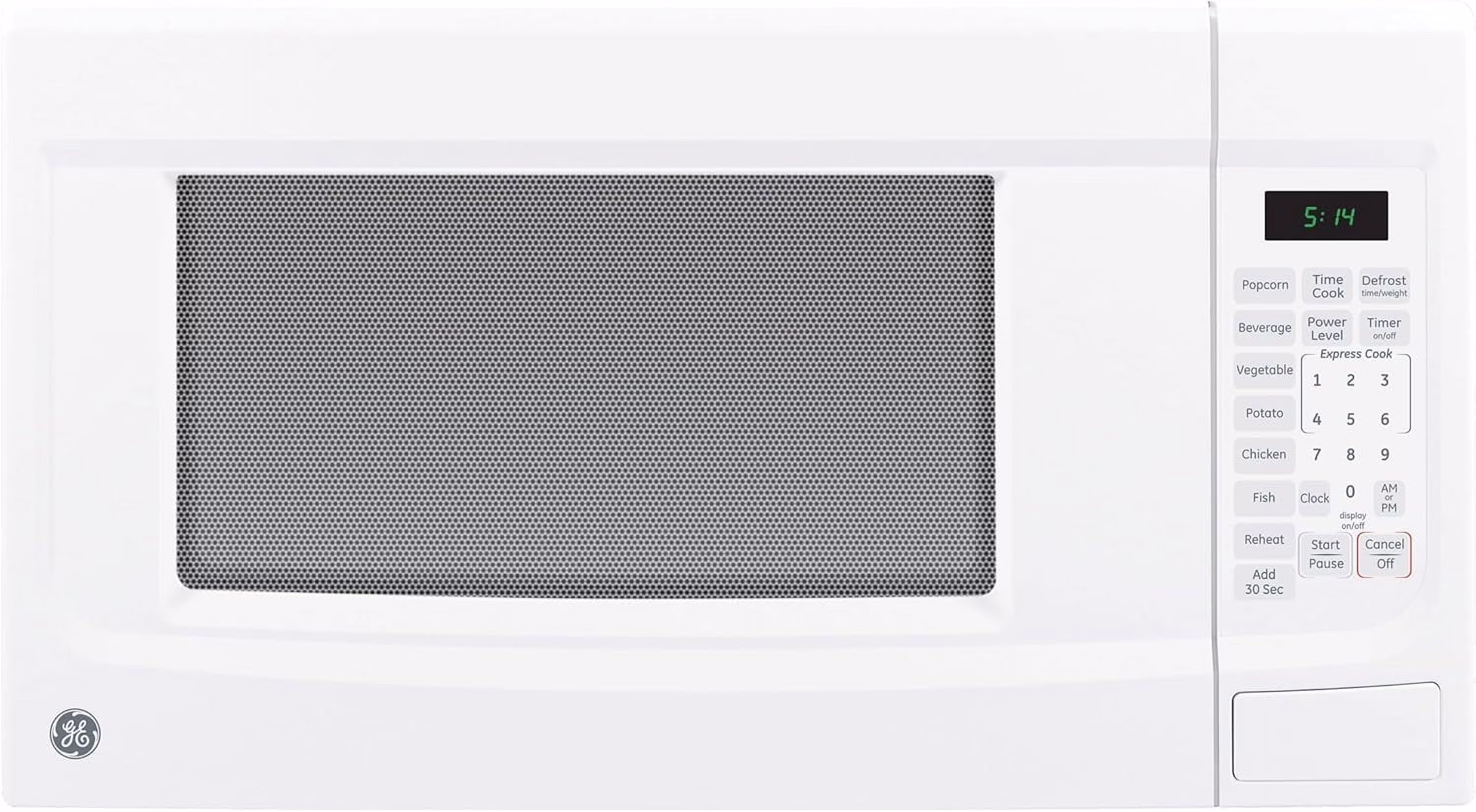 GE GCST14S1WWW Microwave Oven, 1, 100 - Watt 7 Auto Cooking Settings, Kitchen Essentials for the Countertop, Dorm Room or Apartment, Child - Lock Technology 1.4 Cu. Ft, White