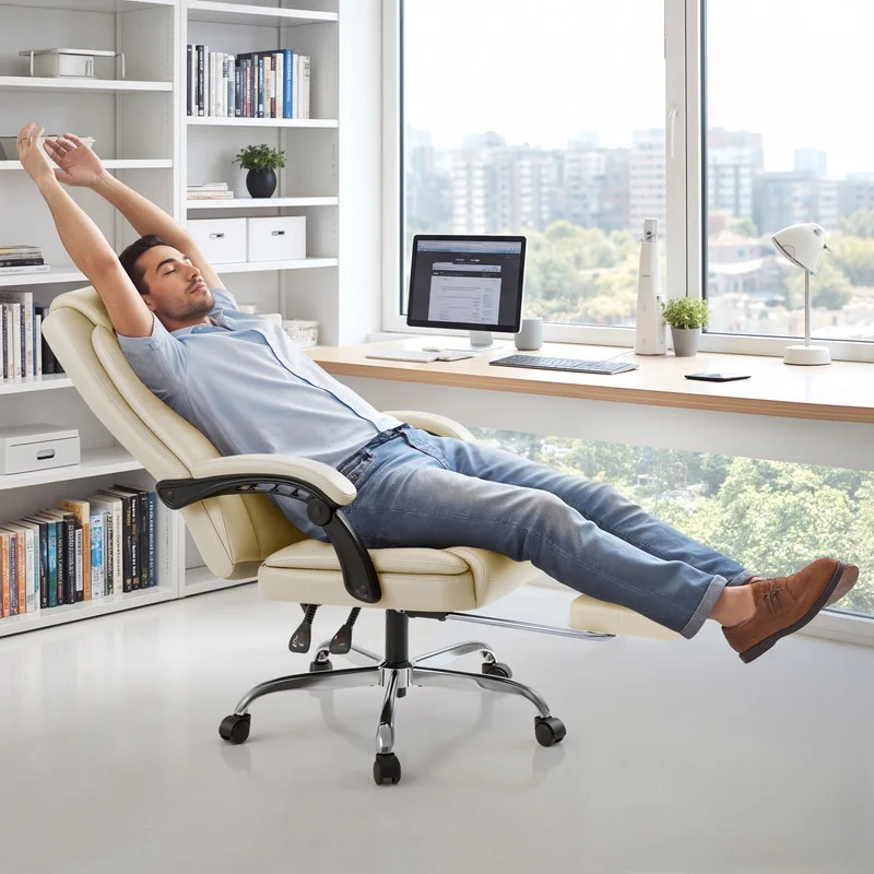 Home Office Chair Adjustable Executive Leather Chair With Arms Ergonomic High Back Cushion Lumbar Back Support Computer Desk Chair,Black(black) - Image 10