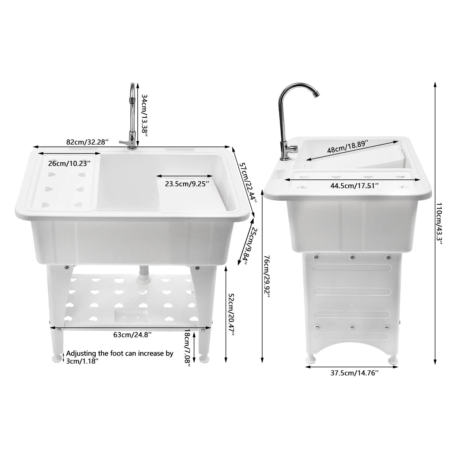 Laundry Sink Freestanding Plastic Indoor and Outdoor Utility Sink with Washboard(1) - Image 2