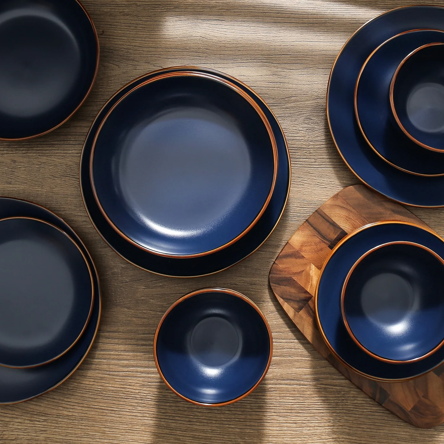Brasa Stoneware Collection Dinnerware Set, 32 Piece Service for 8, Blue(Blue/32) Image 8