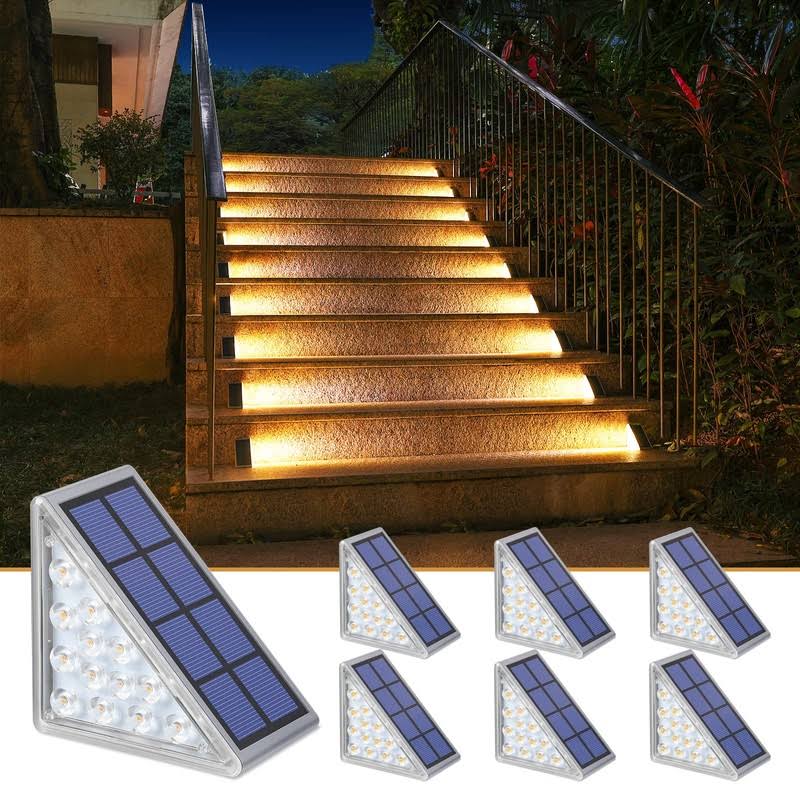 NIORSUN Solar Outdoor Step Lights Warm White Triangle IP67 Waterproof Auto on Off Decoration Deck Lights for Patio Yard, Drivewa