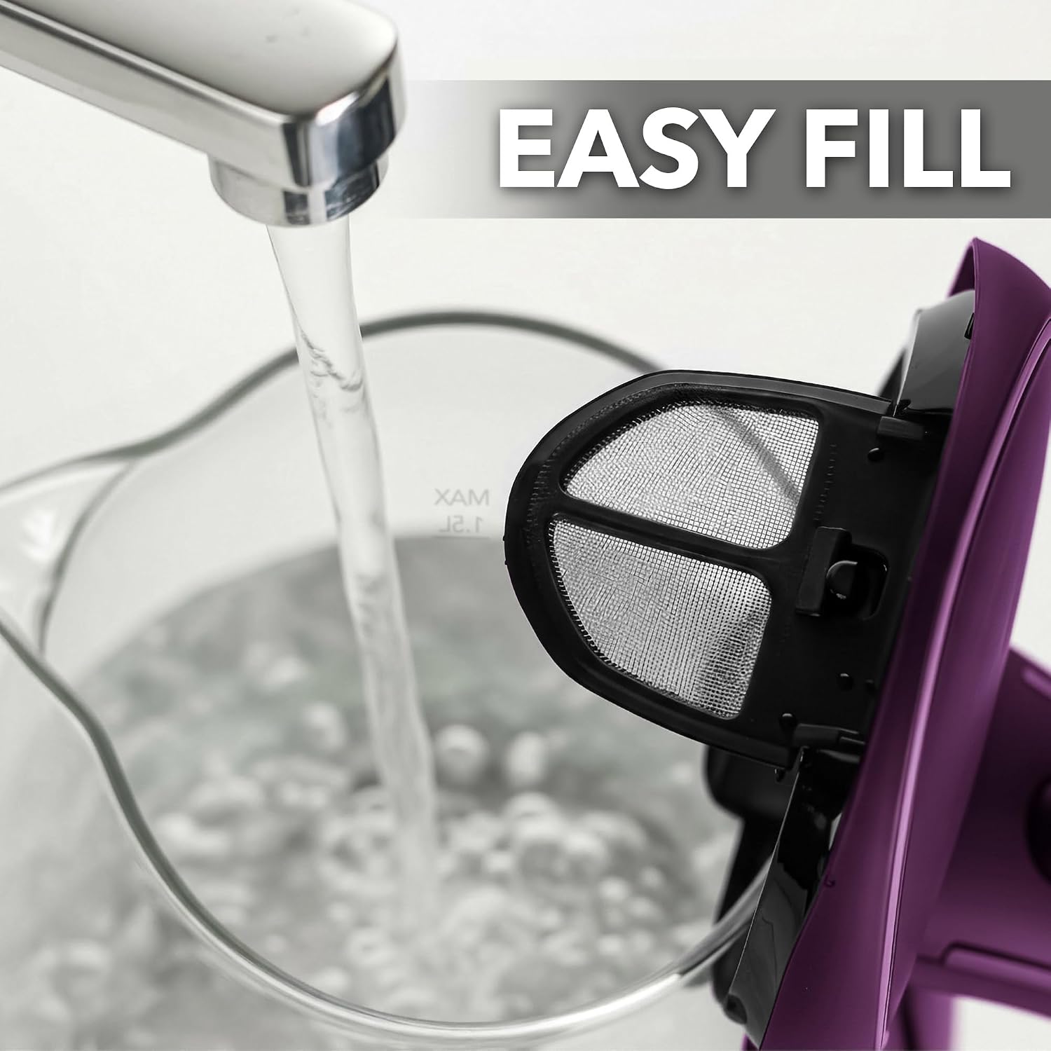 OVENTE 1.5L Glass Electric Kettle Water Boiler, Purple KG83P
