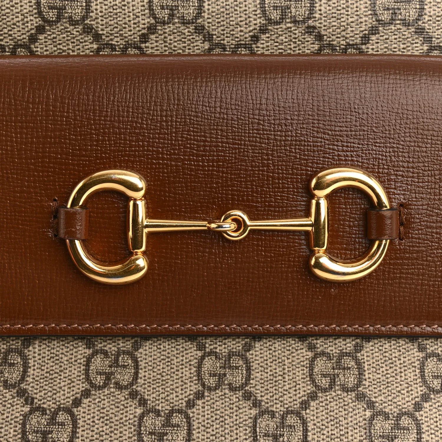 GG Supreme Monogram Small Horsebit 1955 Shoulder Bag Beige Brown Sugar