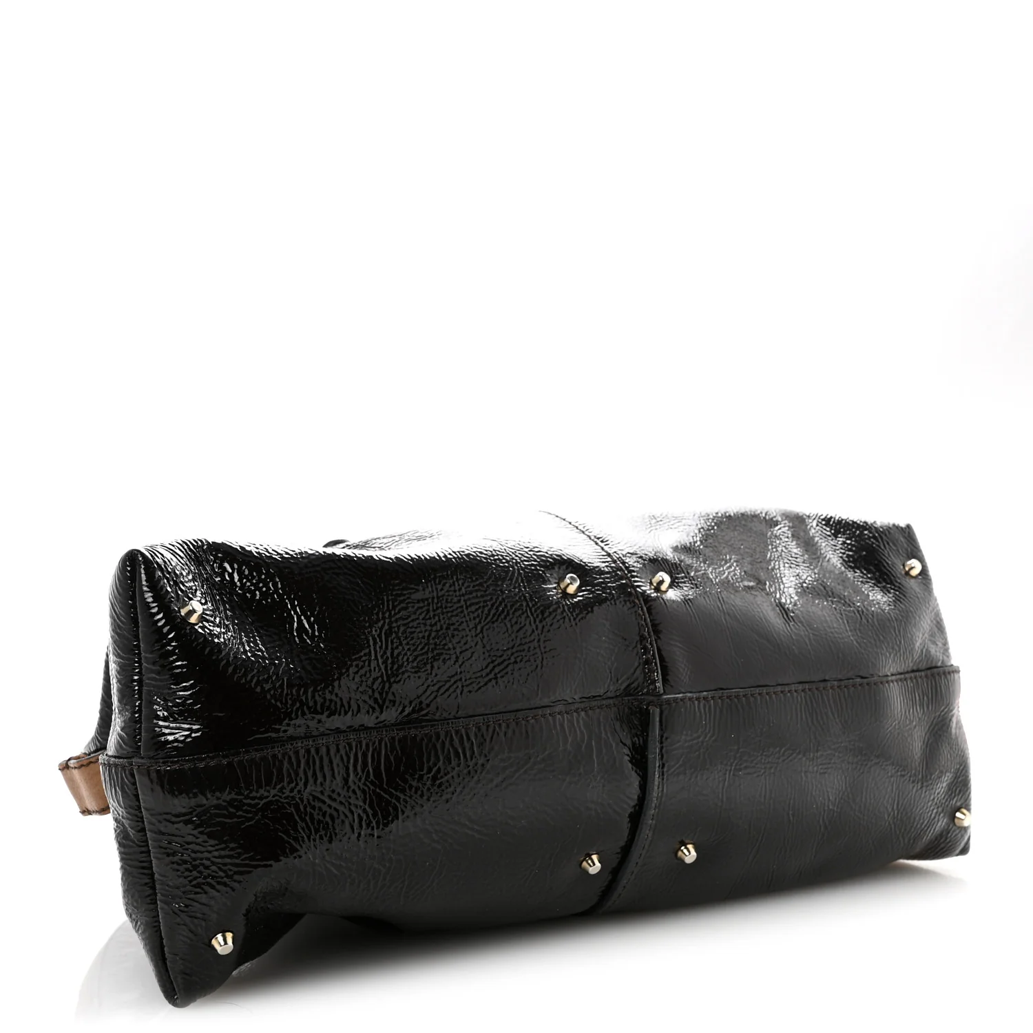 Patent Lambskin Medium Paddington Satchel Dark Brown