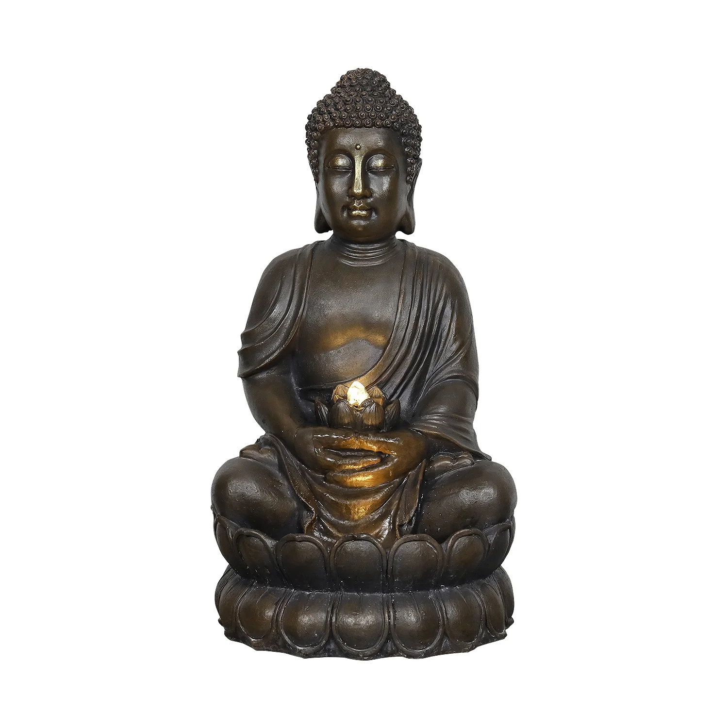 33" H Buddha Outdoor Water Fountain with LED Lights and Pump,Zen Style Relaxing Garden Fountain Waterfall for Patio, Porch and Yard Decor - Image 6
