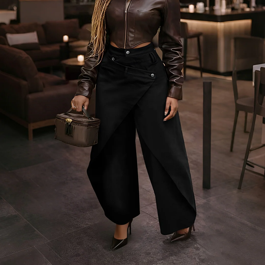 Cheska - Pantalon Élégant à Devant Croisé