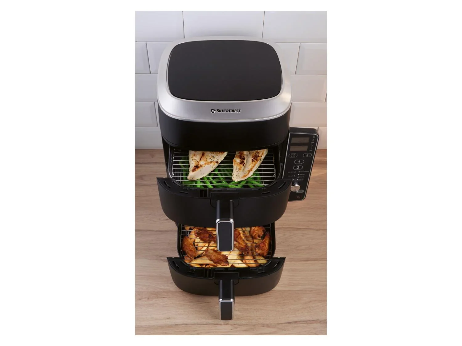 SILVERCREST Friteuse  air chaud 2 zones superposes, 9,5 l
