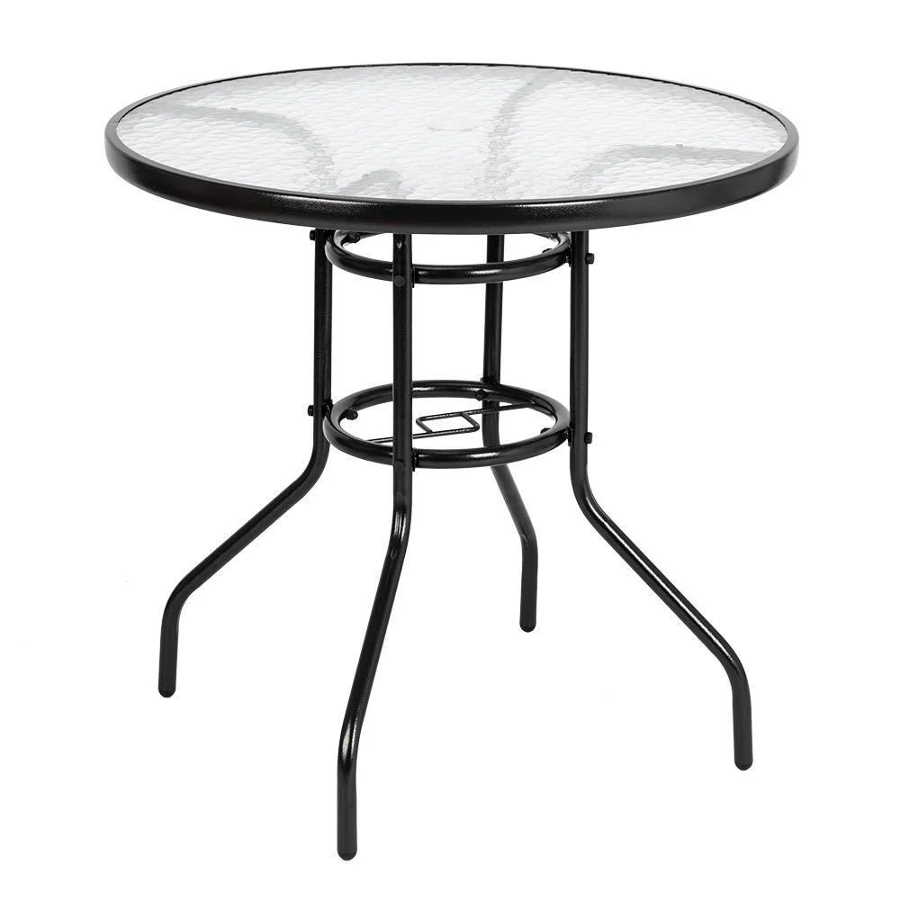32 Outdoor Patio Rattan Wicker Bar Round Table Glass Top Yard Garden Furniture