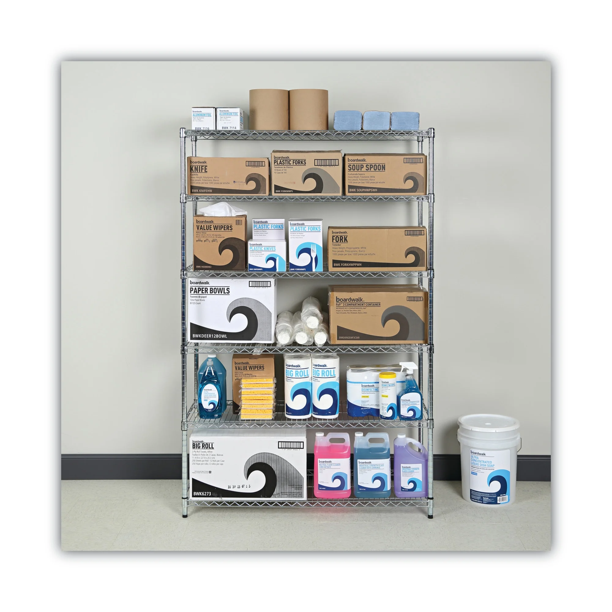 Alera NSF Certified 6 - Shelf Wire Shelving Kit, 48w x 18d x 72h, Silver