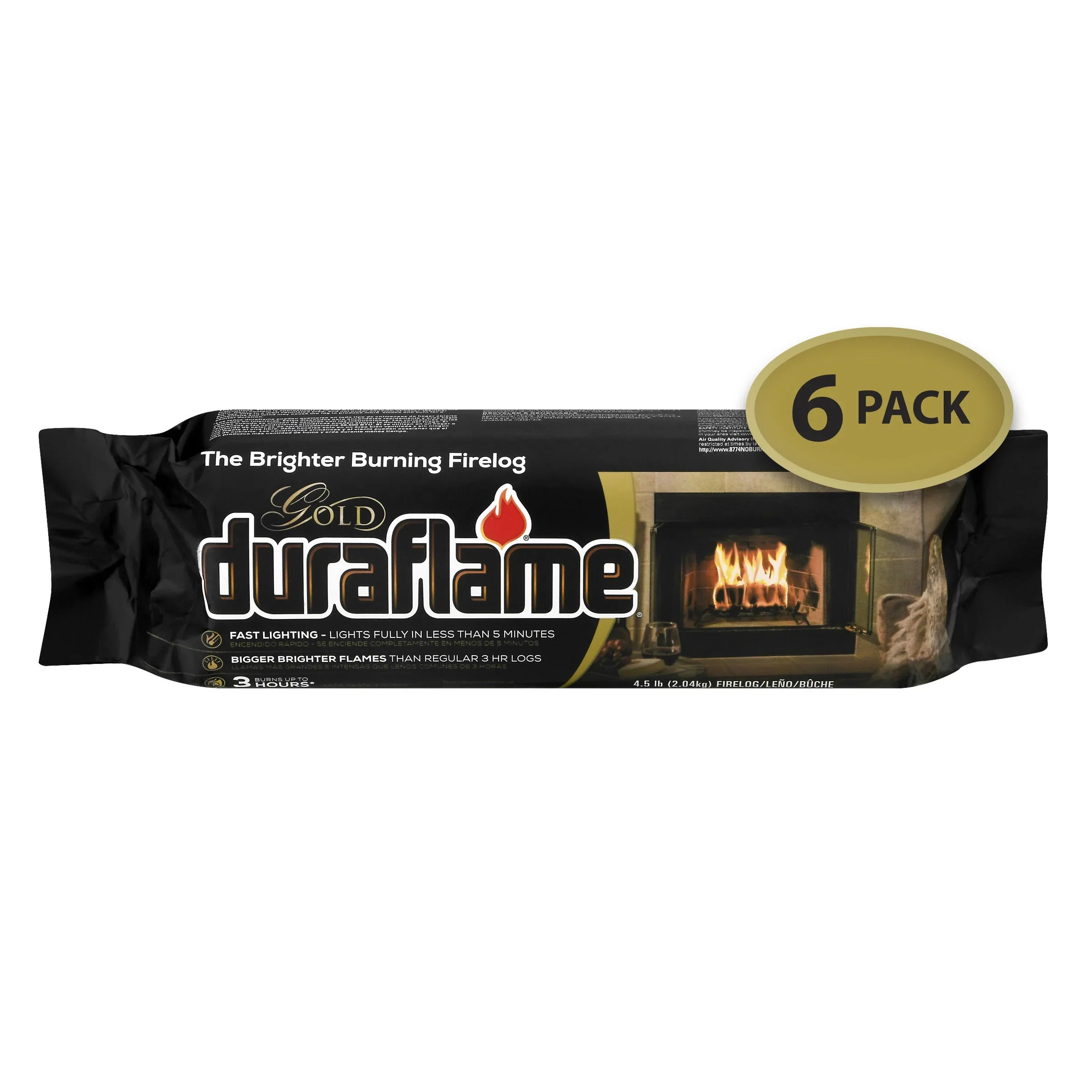Gold Ultra Premium 4.5lb Firelogs, 6-Pack Case, 3 Hour Burn