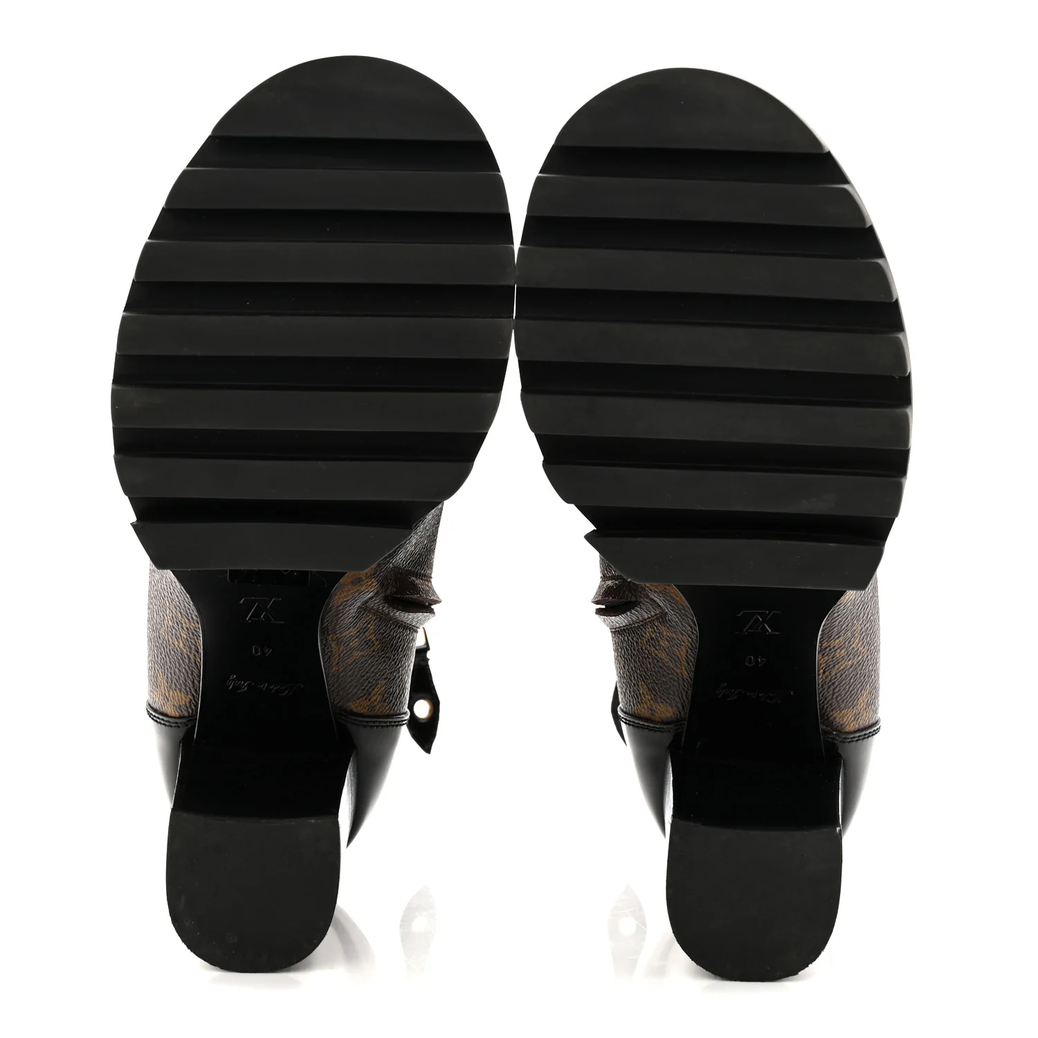 Patent Calfskin Monogram Star Trail Ankle Boots 40 Black