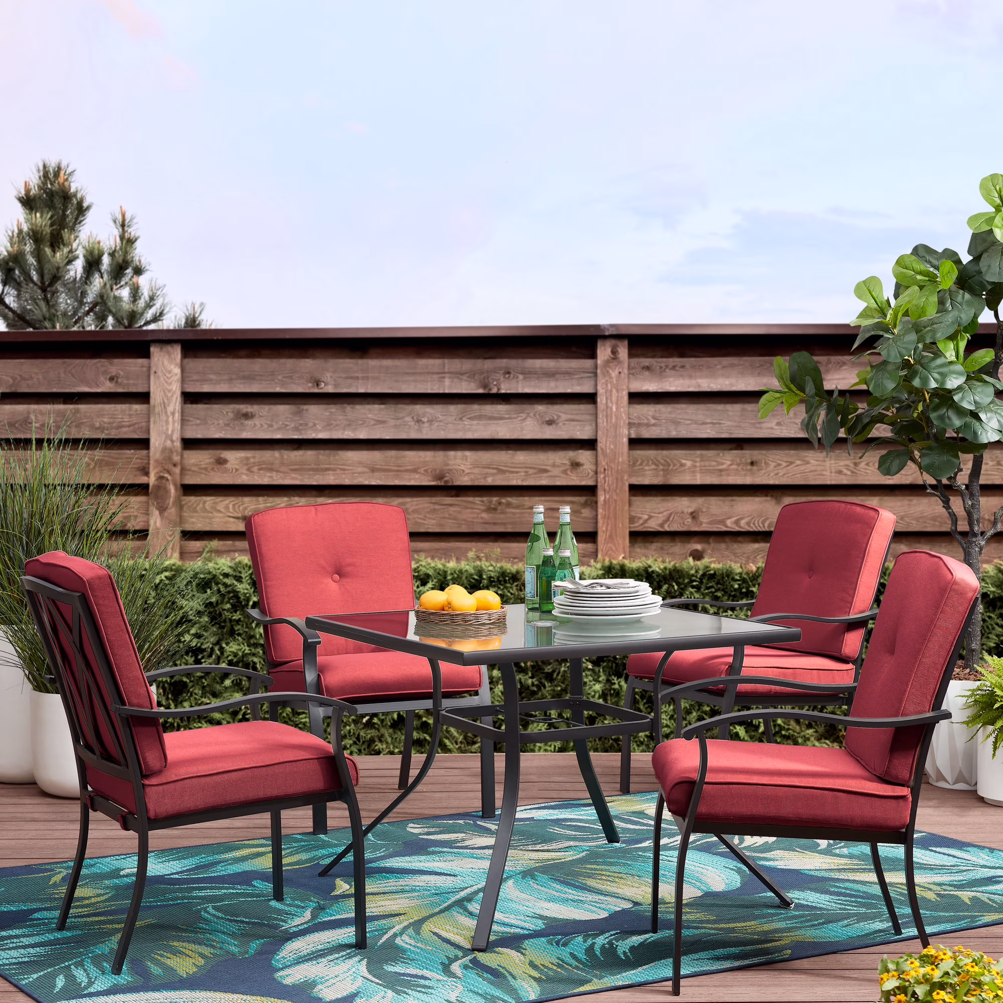 Belden Park 5-piece Outdoor Patio Dining Set Red(Red)