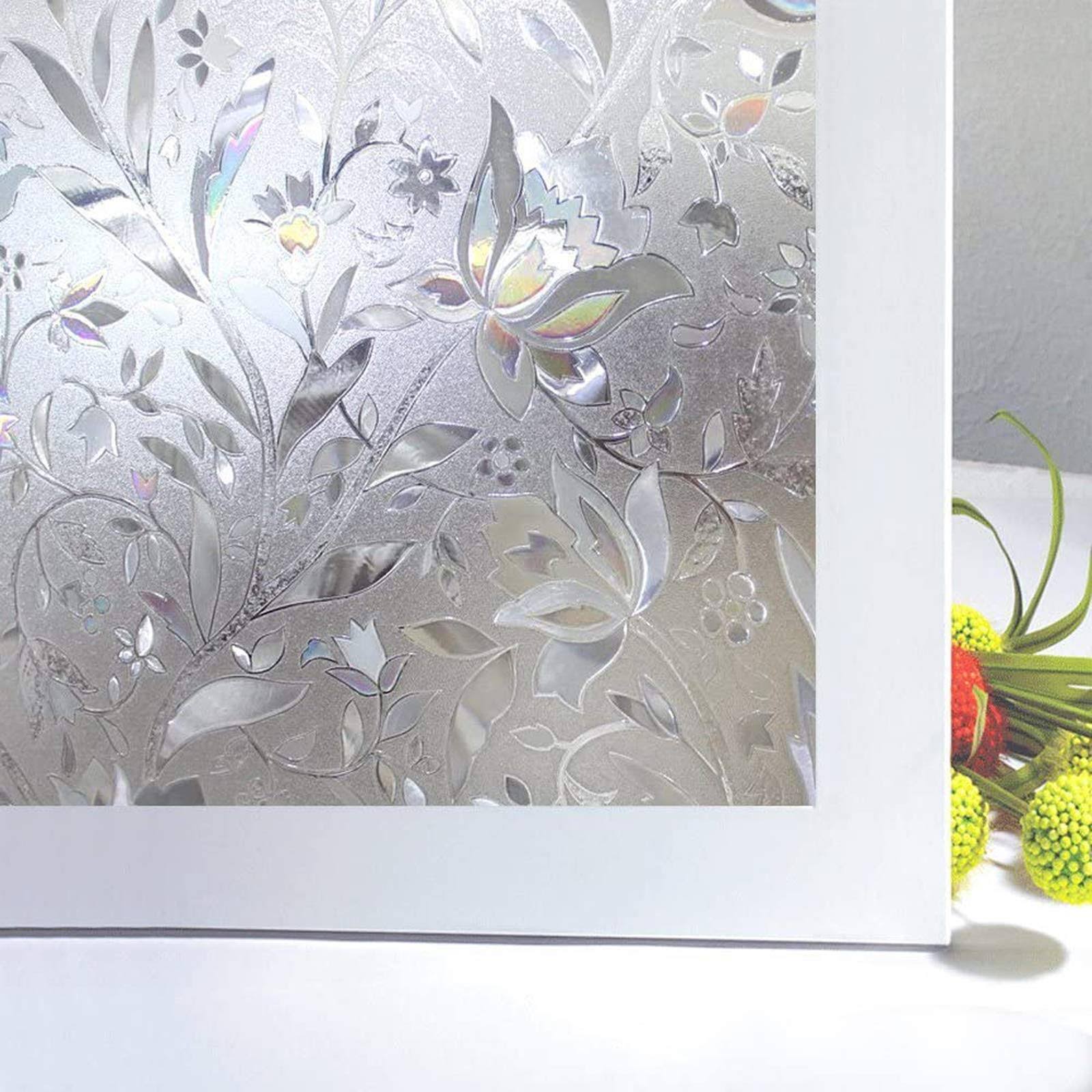 Niviy Window Film Privacy No Glue Static Cling Window Film 17.7 inch by 78.7 inch Glass Film Decorative Window Films Heat Control for Home Kitchen