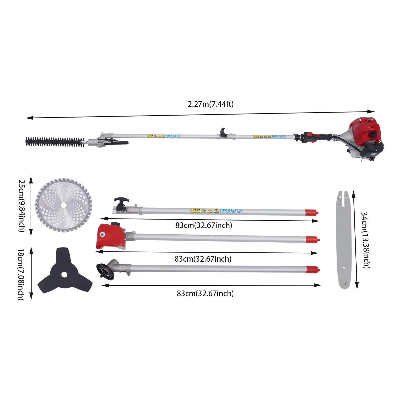 51.7CC 2 - Stroke 4 in 1 Gas Pole Saw Brush Cutter Gas Hedge Trimmer for Tree Weed for Gardens, Parks, Yards