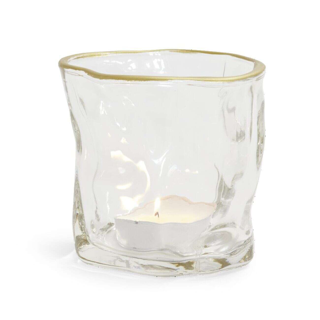 Vase verre froissé transparent Ø7,5xH7,7cm