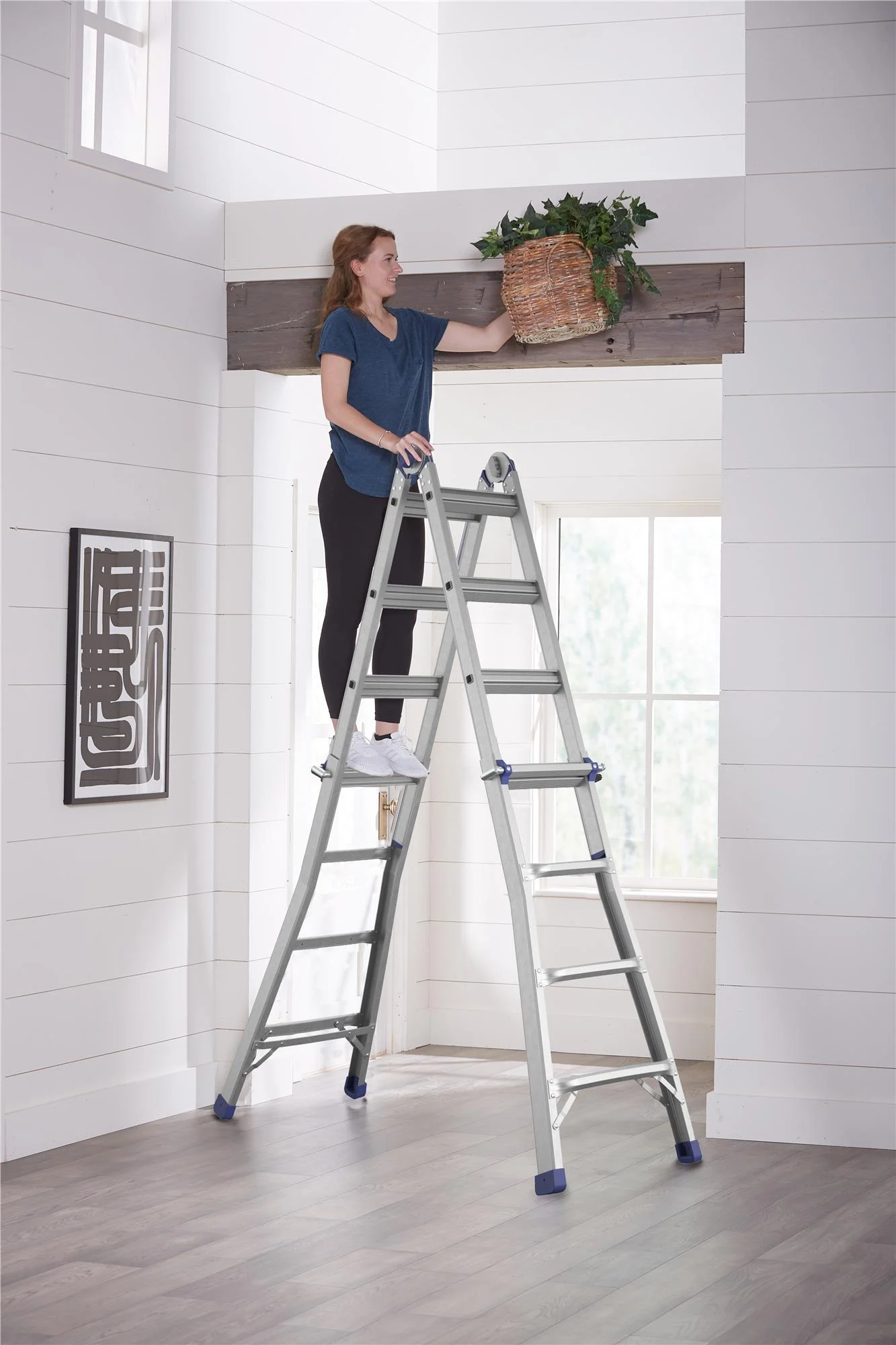 18ft Reach Height Aluminum Multi-Position Ladder,300 lb. Load Capacity Type IA Duty Rating - Image 8