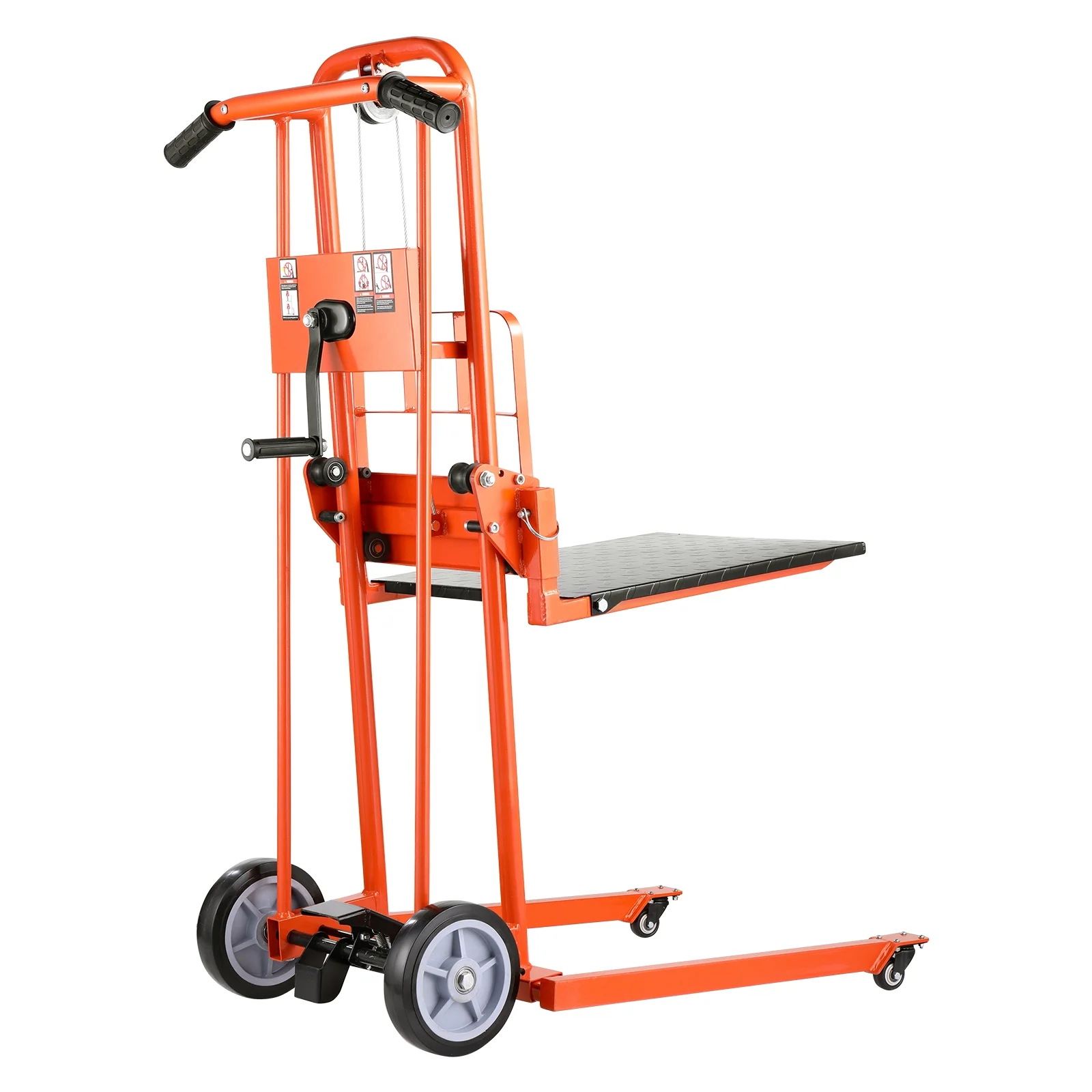 KFFKFF Manual Lift Stacker, Pallet Dolly with 330 lb Load Limit, Maximum Elevation of 42.9in, Winch Stacker, Versatile Pallet Truck Stacker Equipped with Rotating Wheels and Lifting Plate