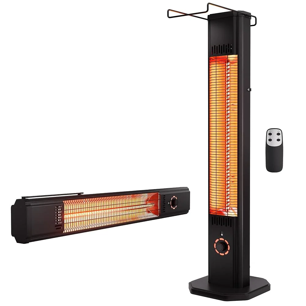 Outdoor Electric Infrared Patio Heater, 1500W, Wall-Mounted & Freestanding