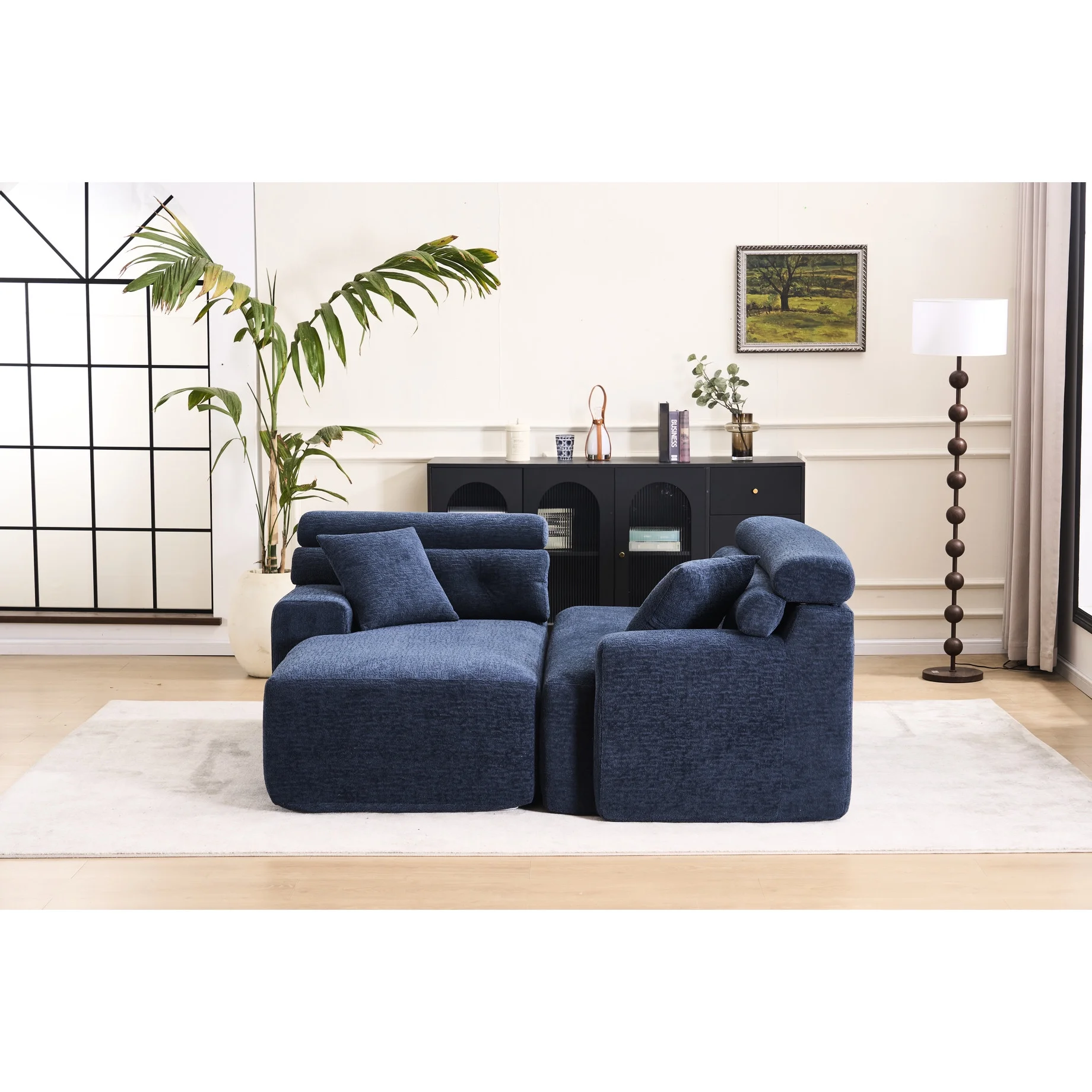4 Compression , Antique Blue Home Decor With Wider , Deep Seat Elevated For Chic Living Couch Room Furniture Deeper Back Relax(Antique Blue) - Image 4