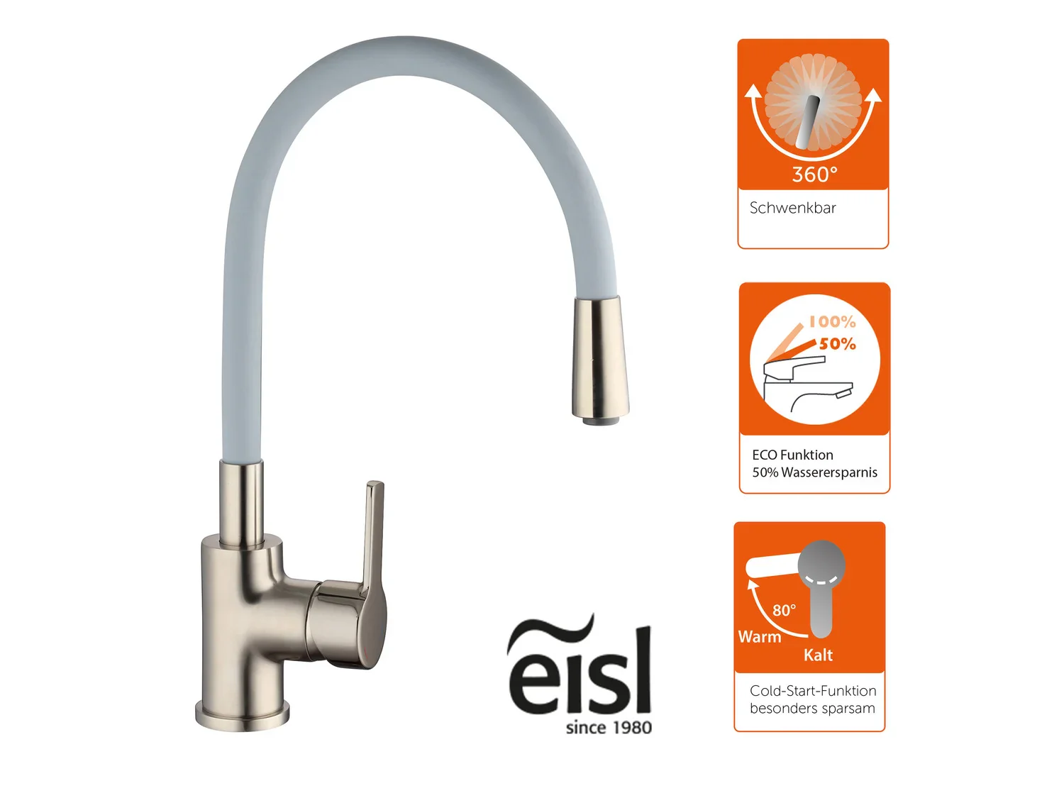 Eisl Mitigeur de cuisine Flexo, avec fonction Cold Start