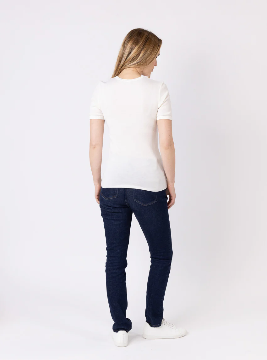 Tee-shirt  thermique femme en laine merinos blanc naturel