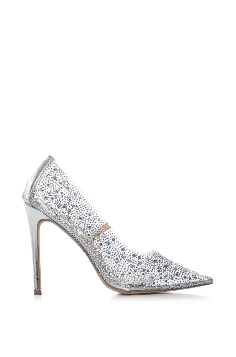 AZALEA WANG MISS BLING EMBELLISHED PUMP IN SILVER - Akira Store