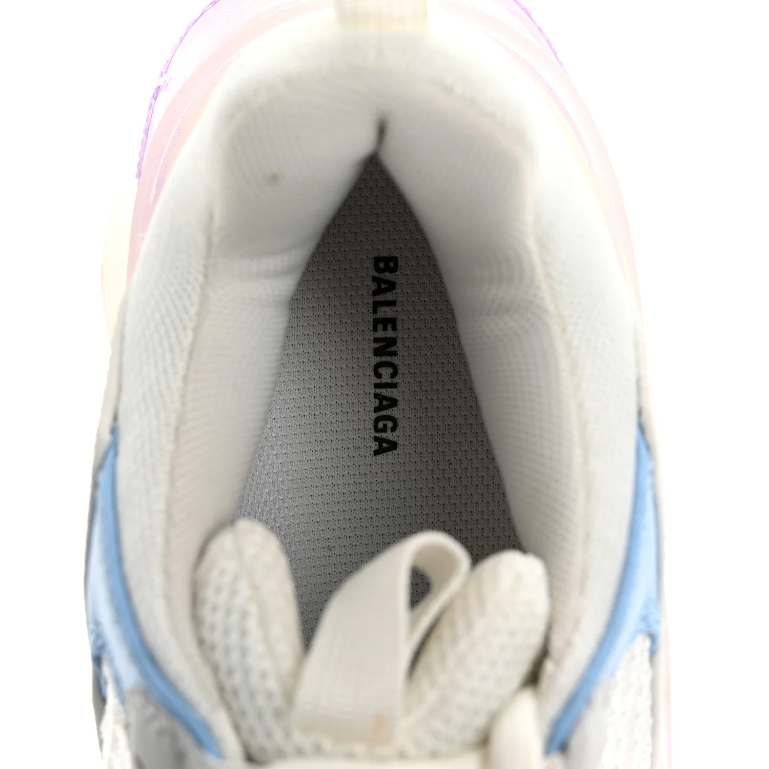 Fabric Mesh Clear Sole Womens Triple S Sneakers 36 Light Blue Grey Lilac White