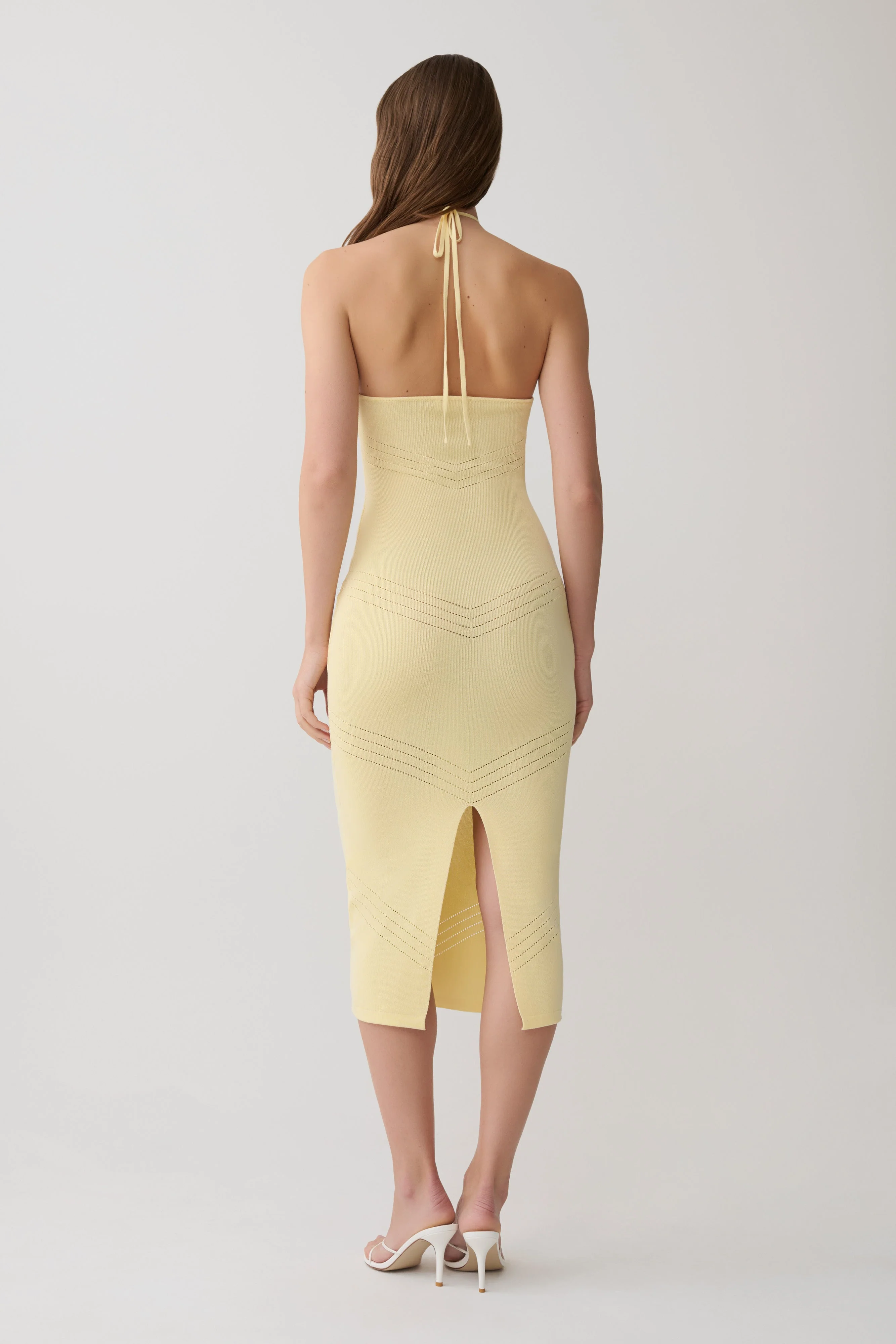 Penny Pointelle Midi Dress - Lemon
