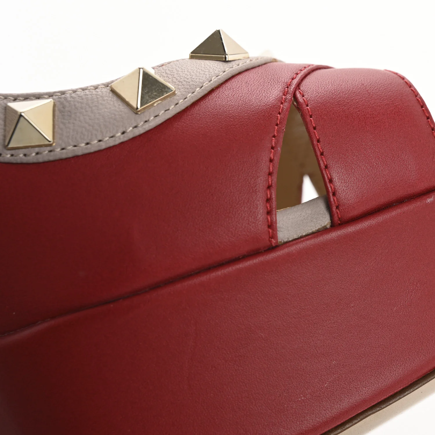 Nappa Rockstud Peep Toe Platform Pumps 36 Poudre Rosso