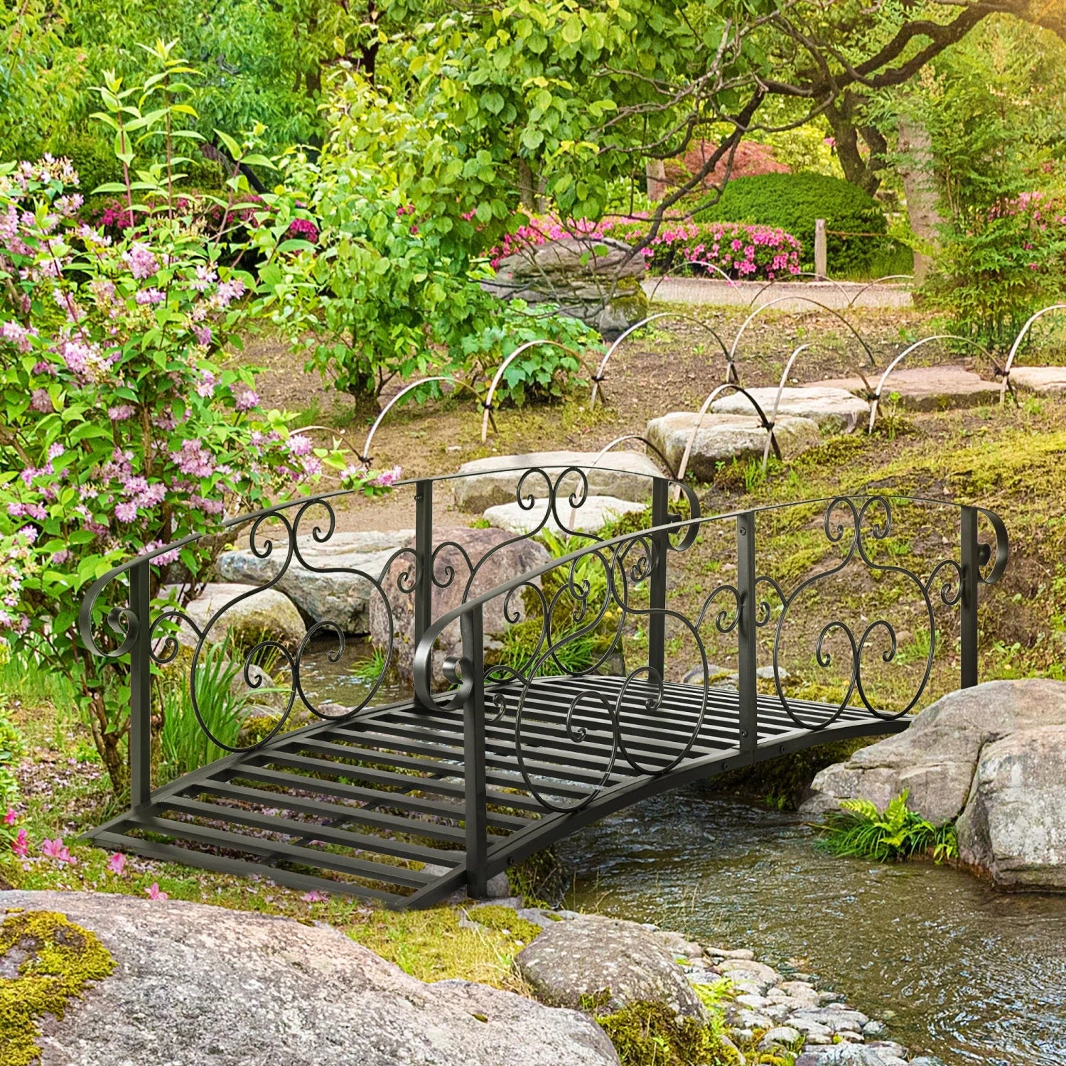 Metal Arch Garden Bridge Safe, Stylish Stream Crossing