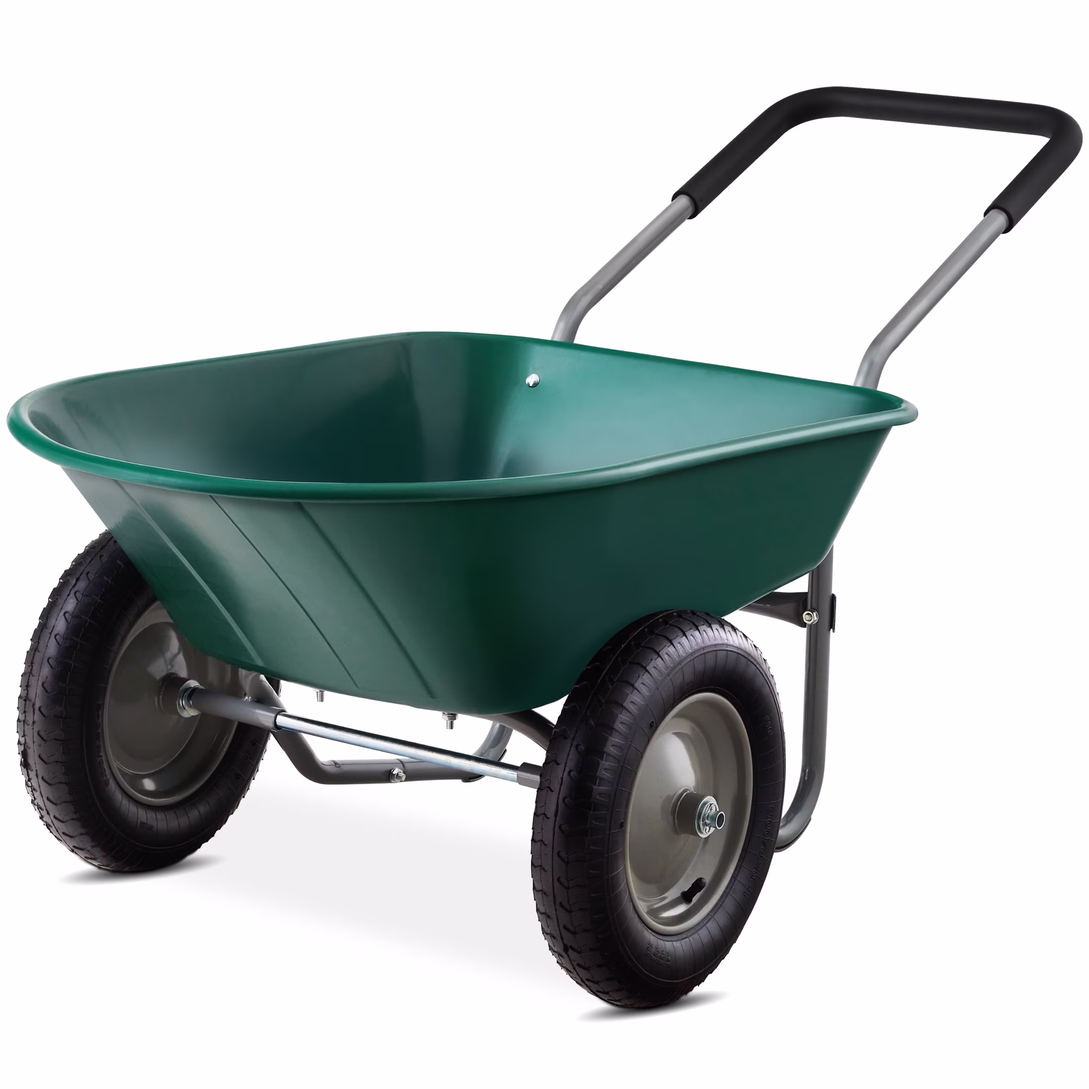 Dual-Wheel Home Wheelbarrow Yard Garden Cart for Lawn, Construction Green(Green)