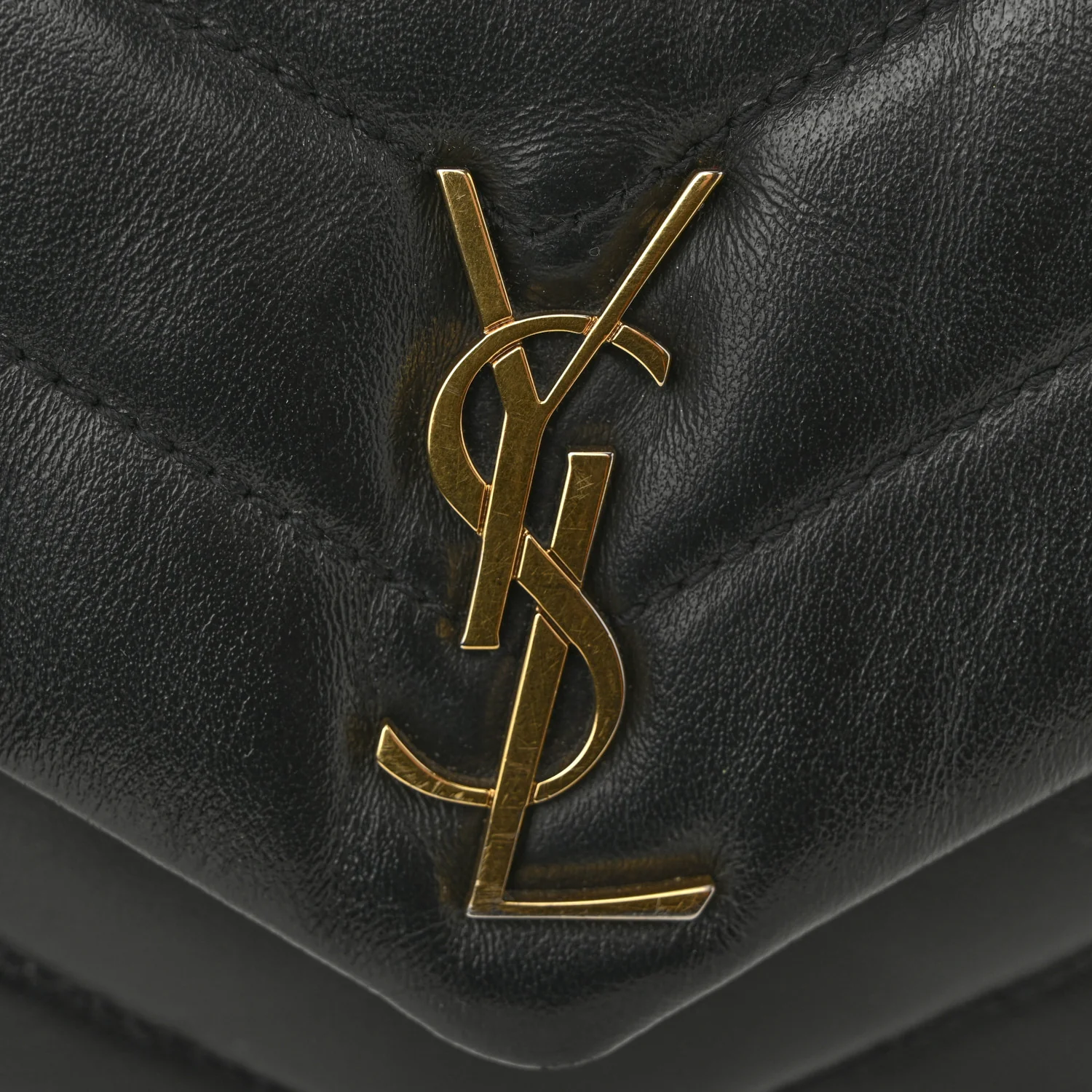 Calfskin Y Quilted Monogram Toy Loulou Crossbody Bag Black